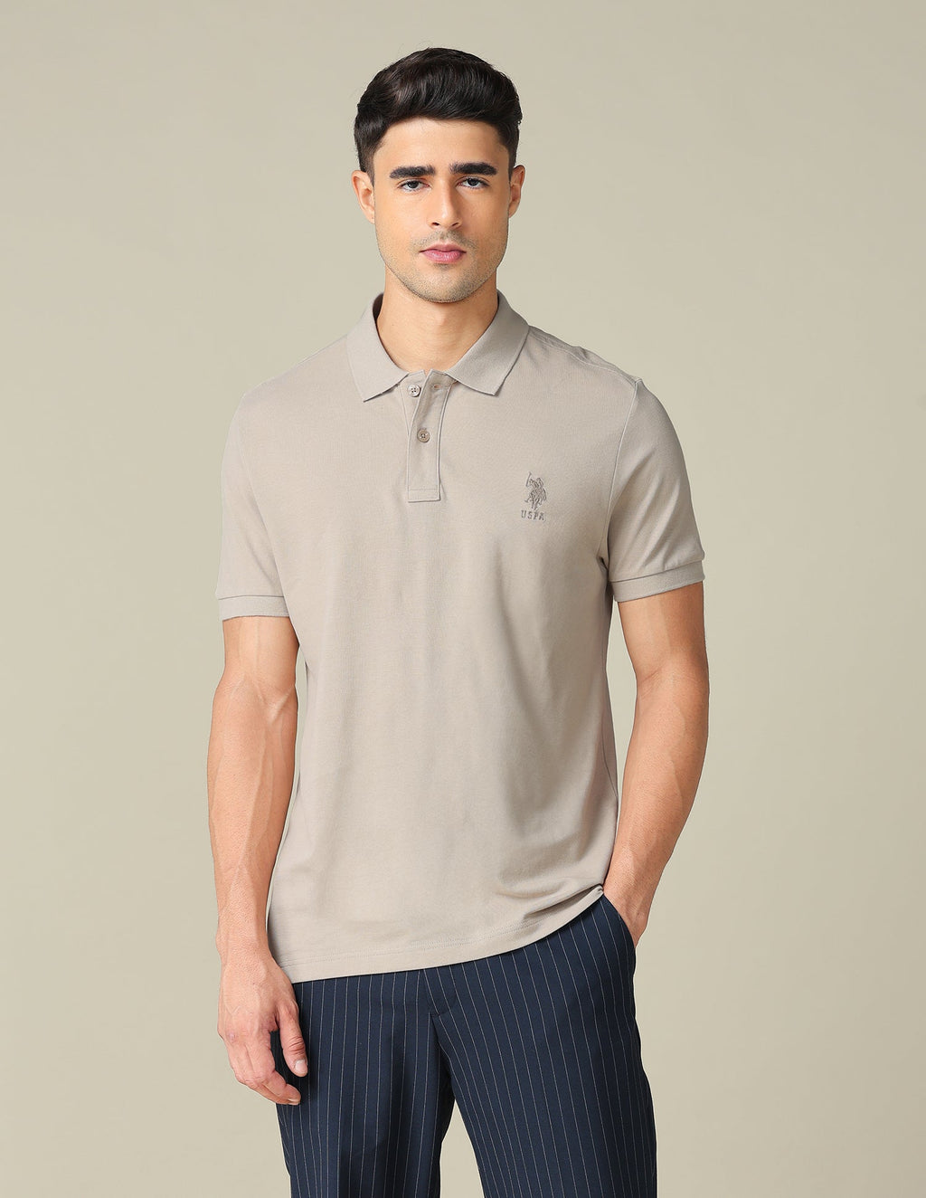 Muscle Fit Typographic Printed Polo Shirt