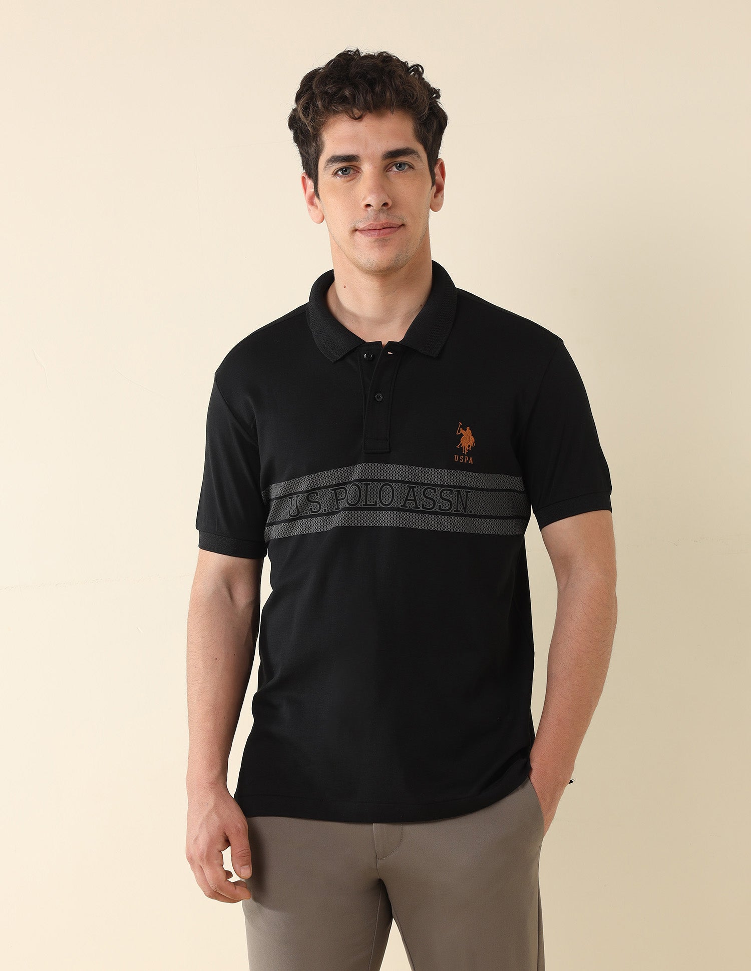 Brand Printed Modern Monochrome Polo Shirt