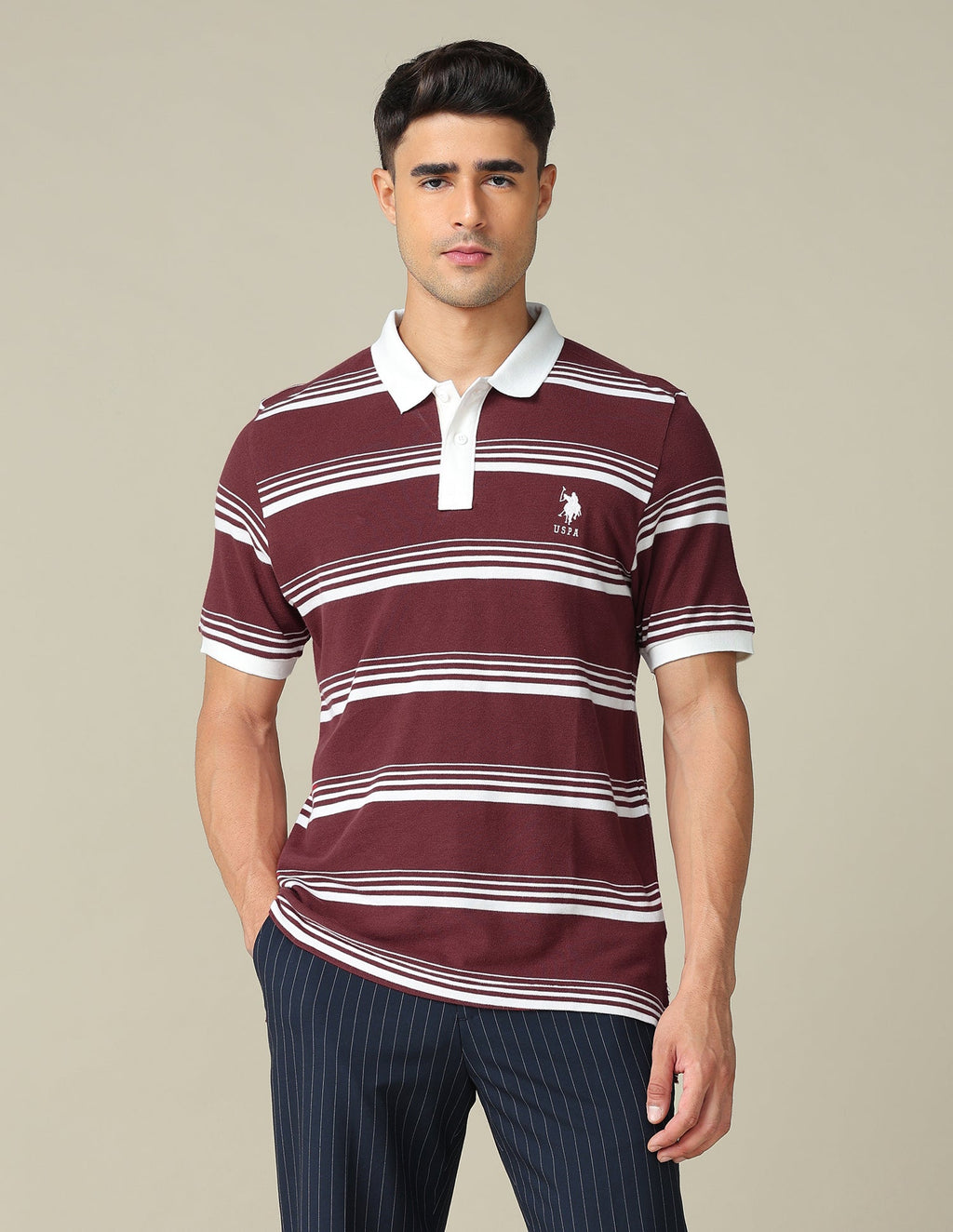 Horizontal Striped Regular Fit Polo Shirt