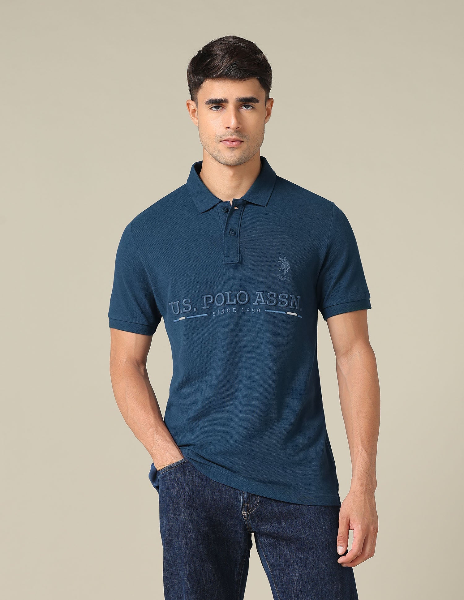 Brand Embroidered Regular Fit Polo Shirt