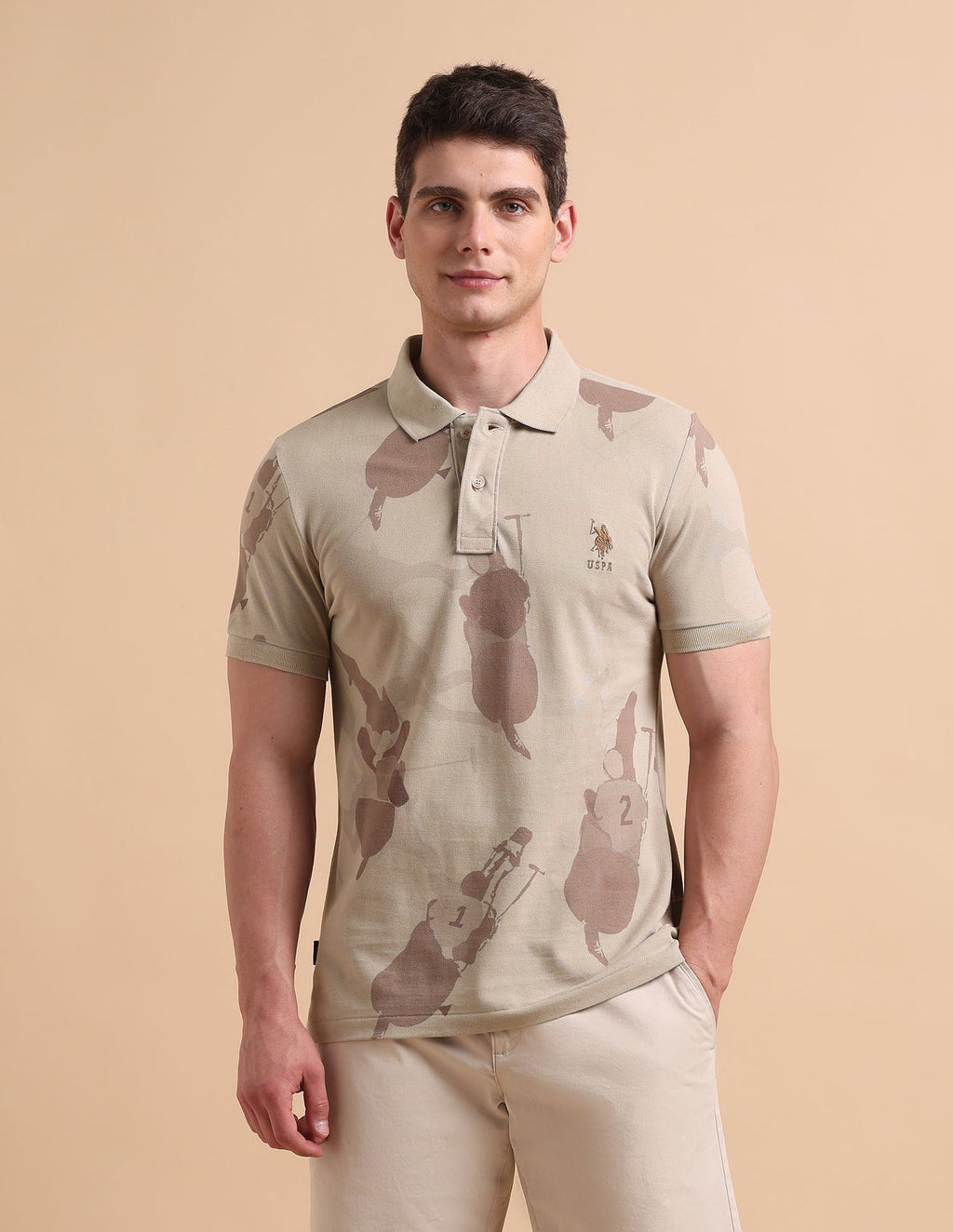 All-Over Printed Pure Cotton Polo Shirt