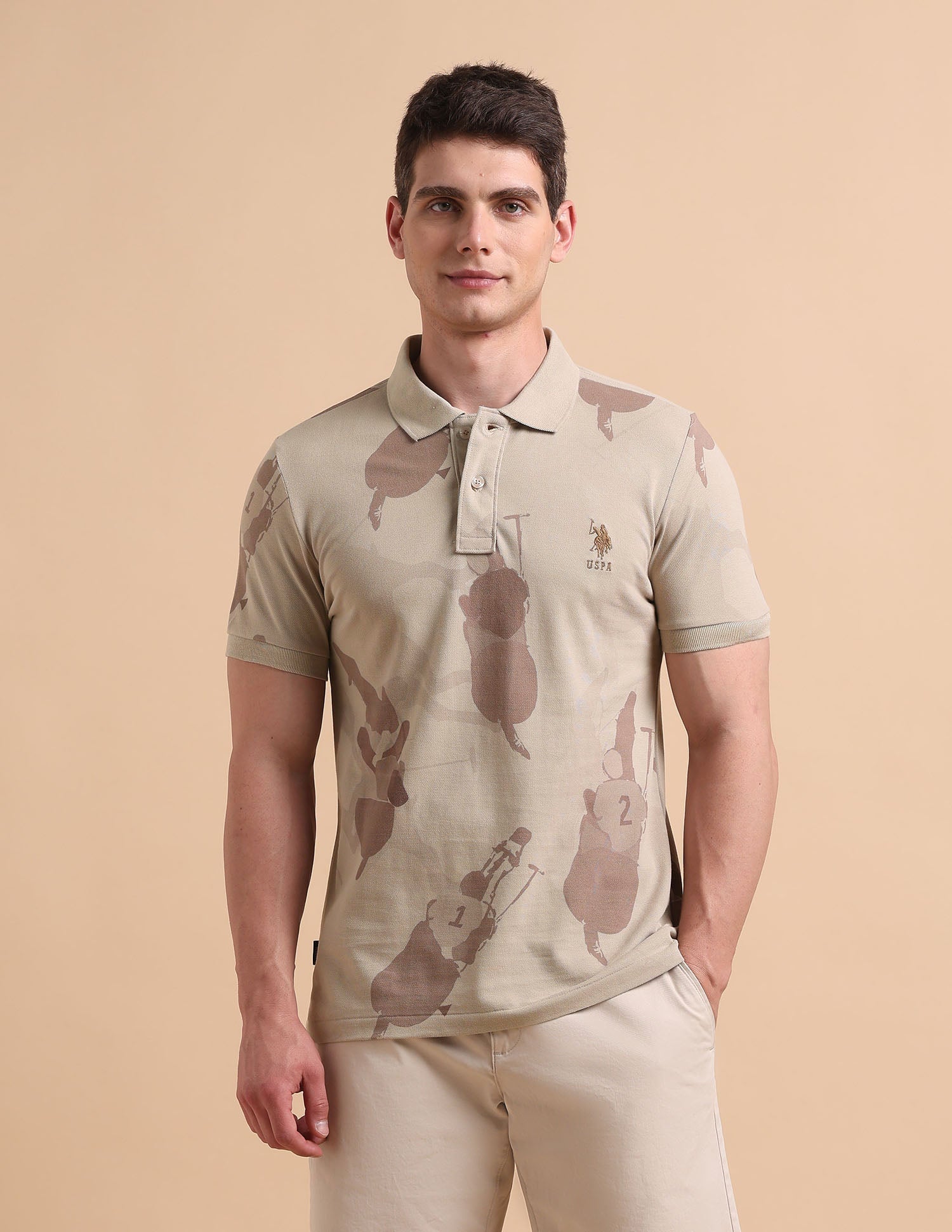 All-Over Printed Pure Cotton Polo Shirt