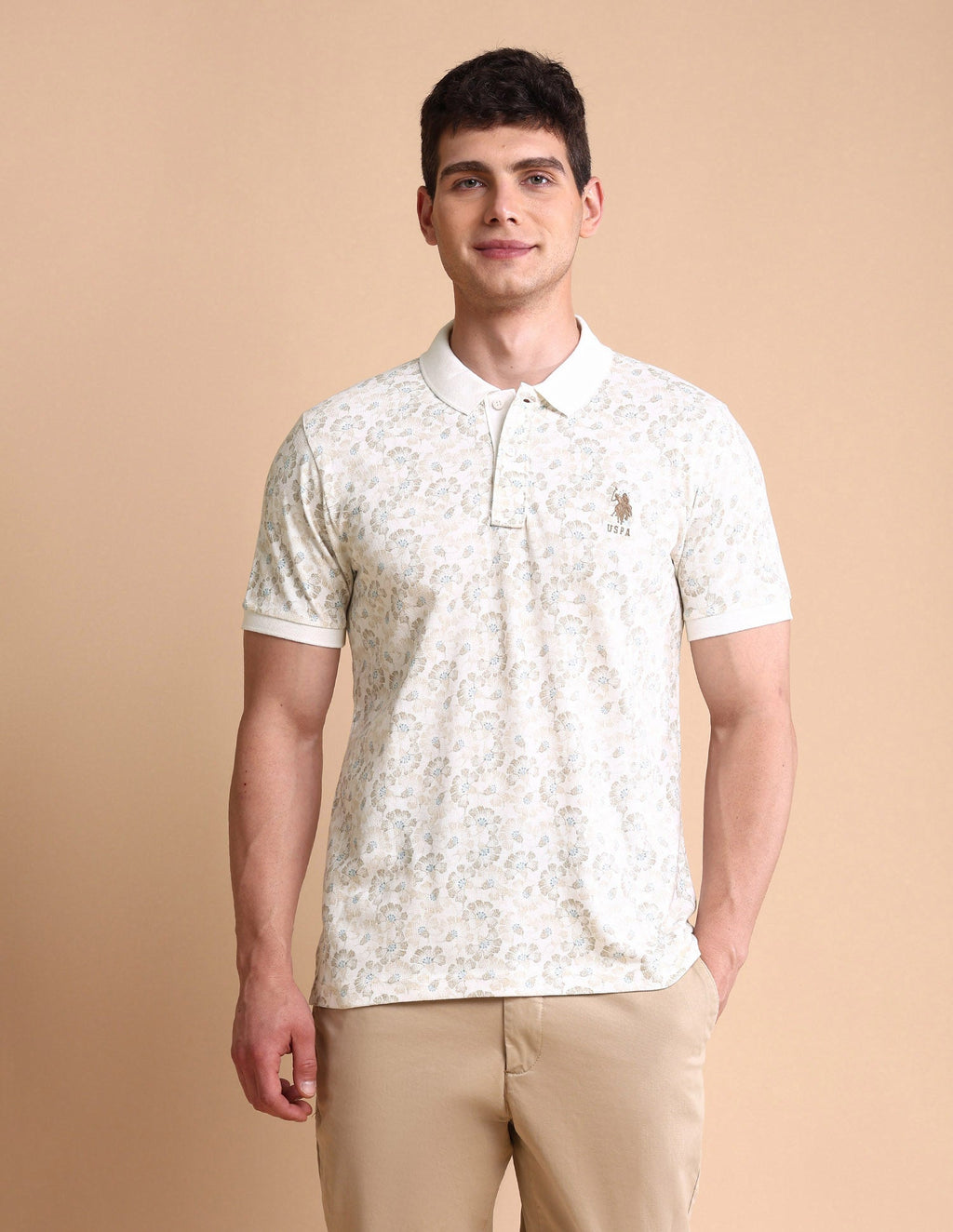 Floral Printed Slim Fit Polo Shirt