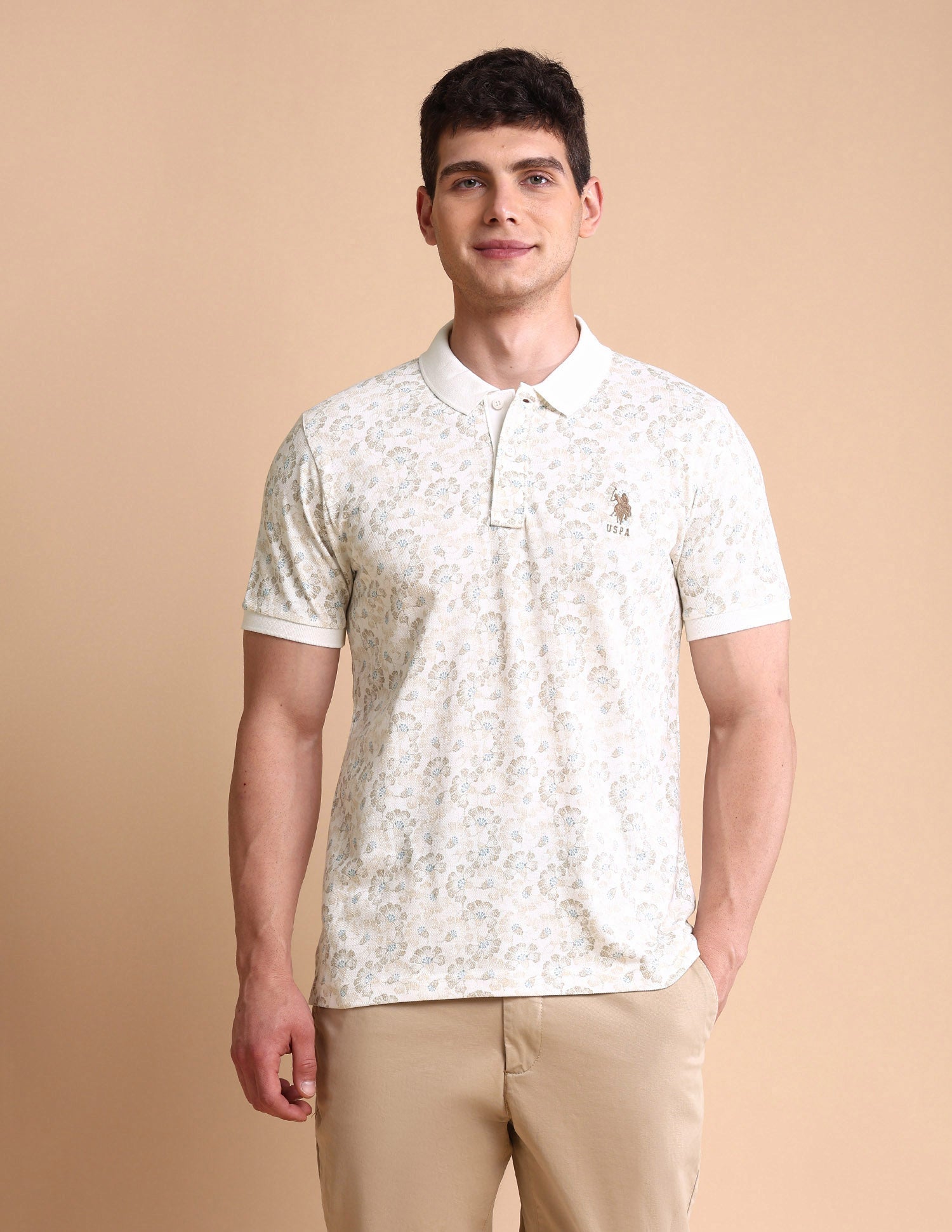 Floral Printed Slim Fit Polo Shirt