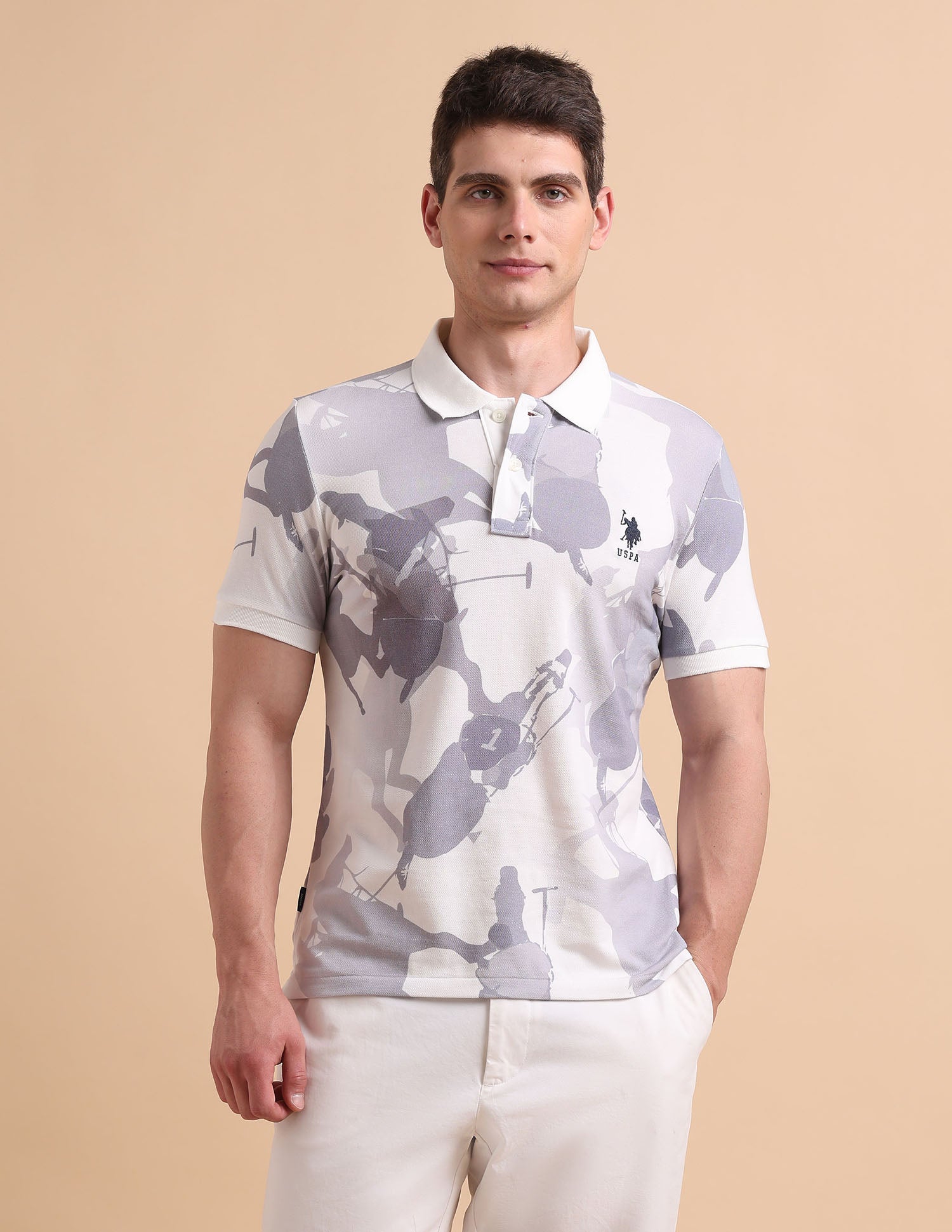 All-Over Printed Pure Cotton Polo Shirt