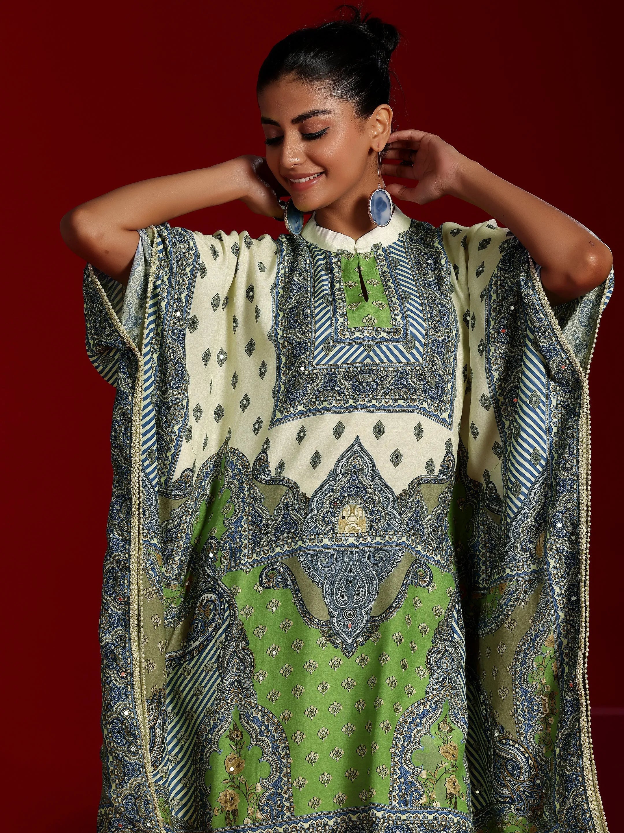 Libas Art Off White Printed Muslin Co-Ords