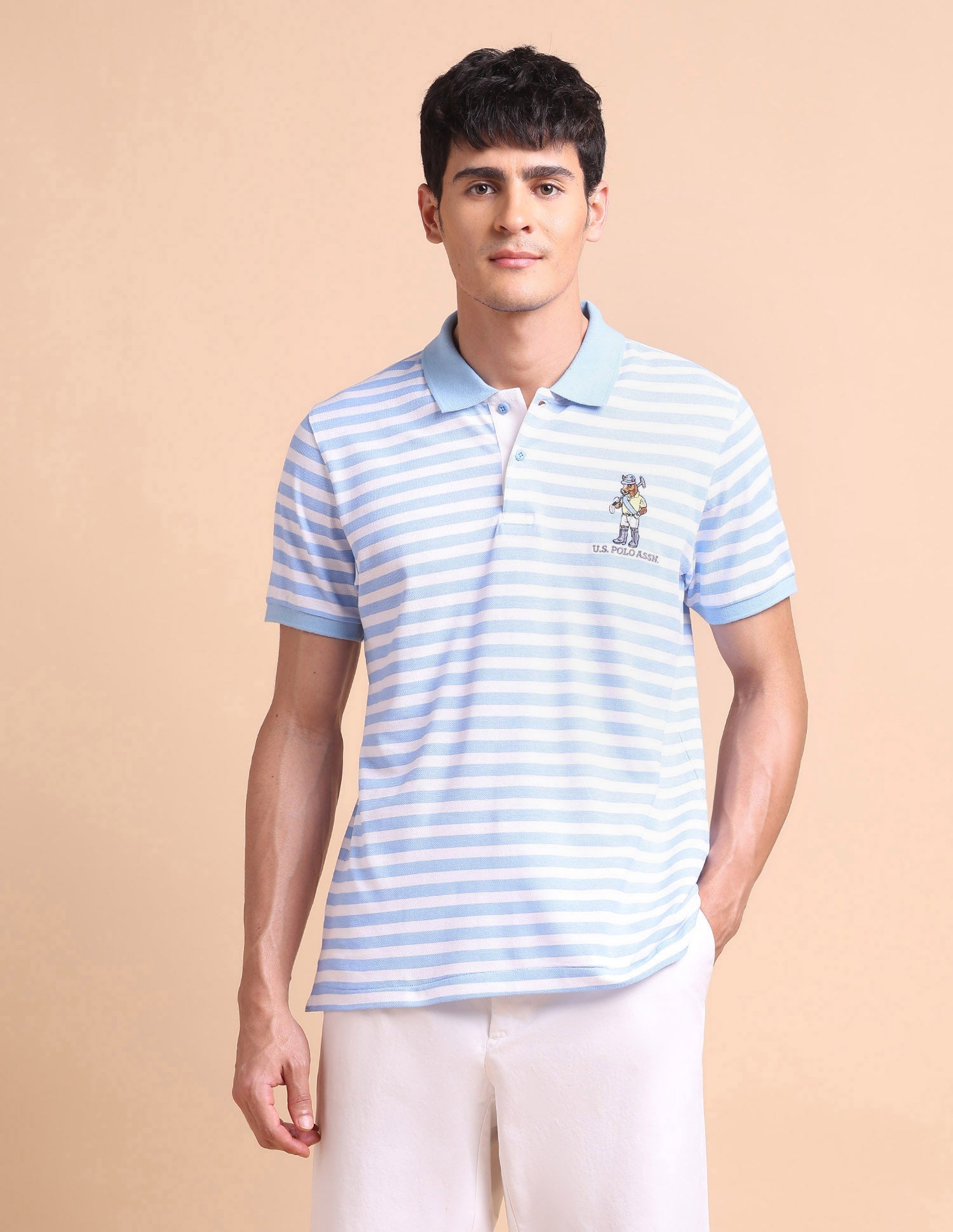Horizontal Striped Slim Fit Polo Shirt