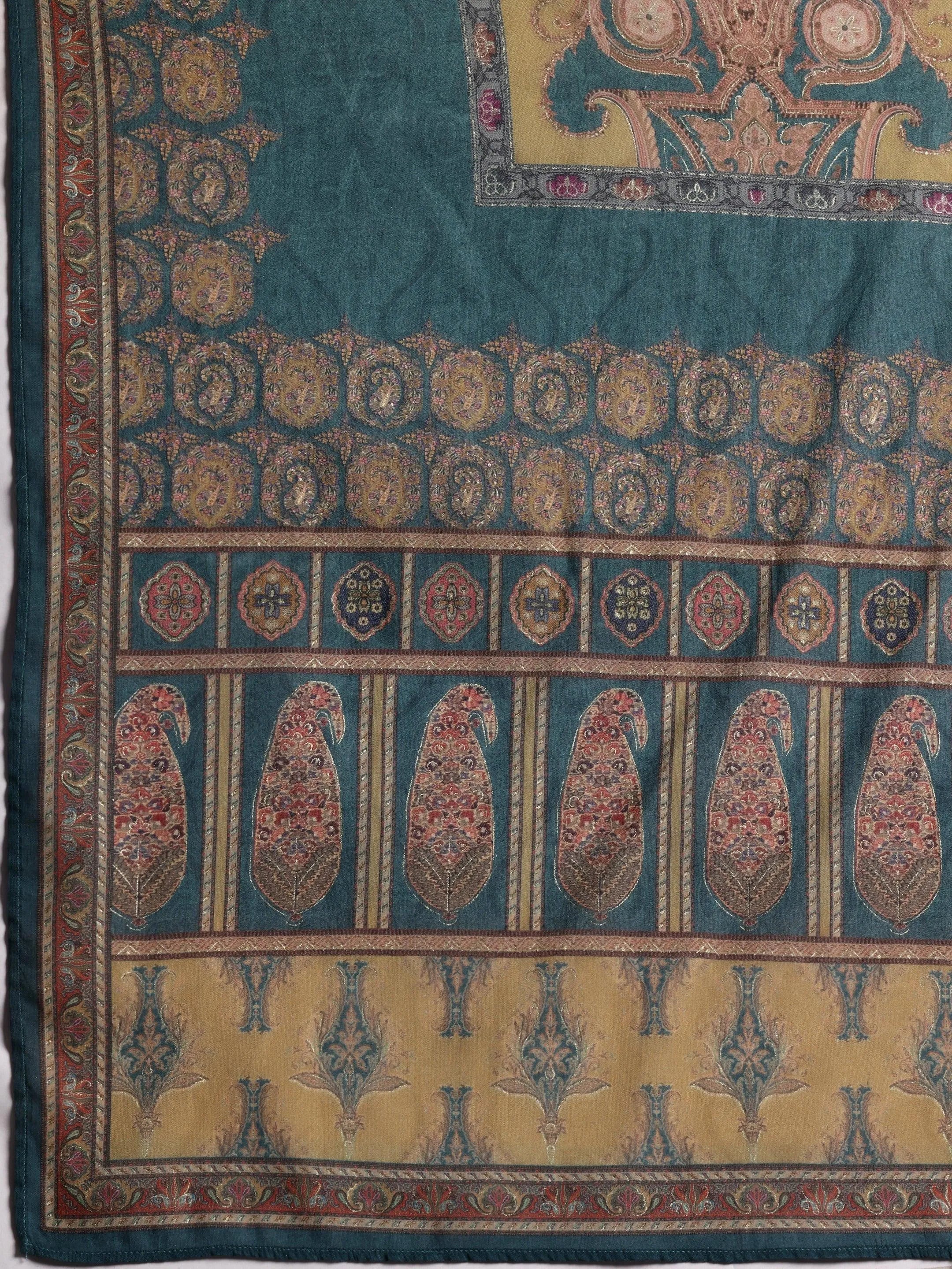 Multicoloured Printed Crepe Straight Suit With Dupatta