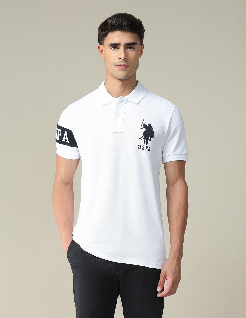 Brand Embroidered Pique Polo Shirt