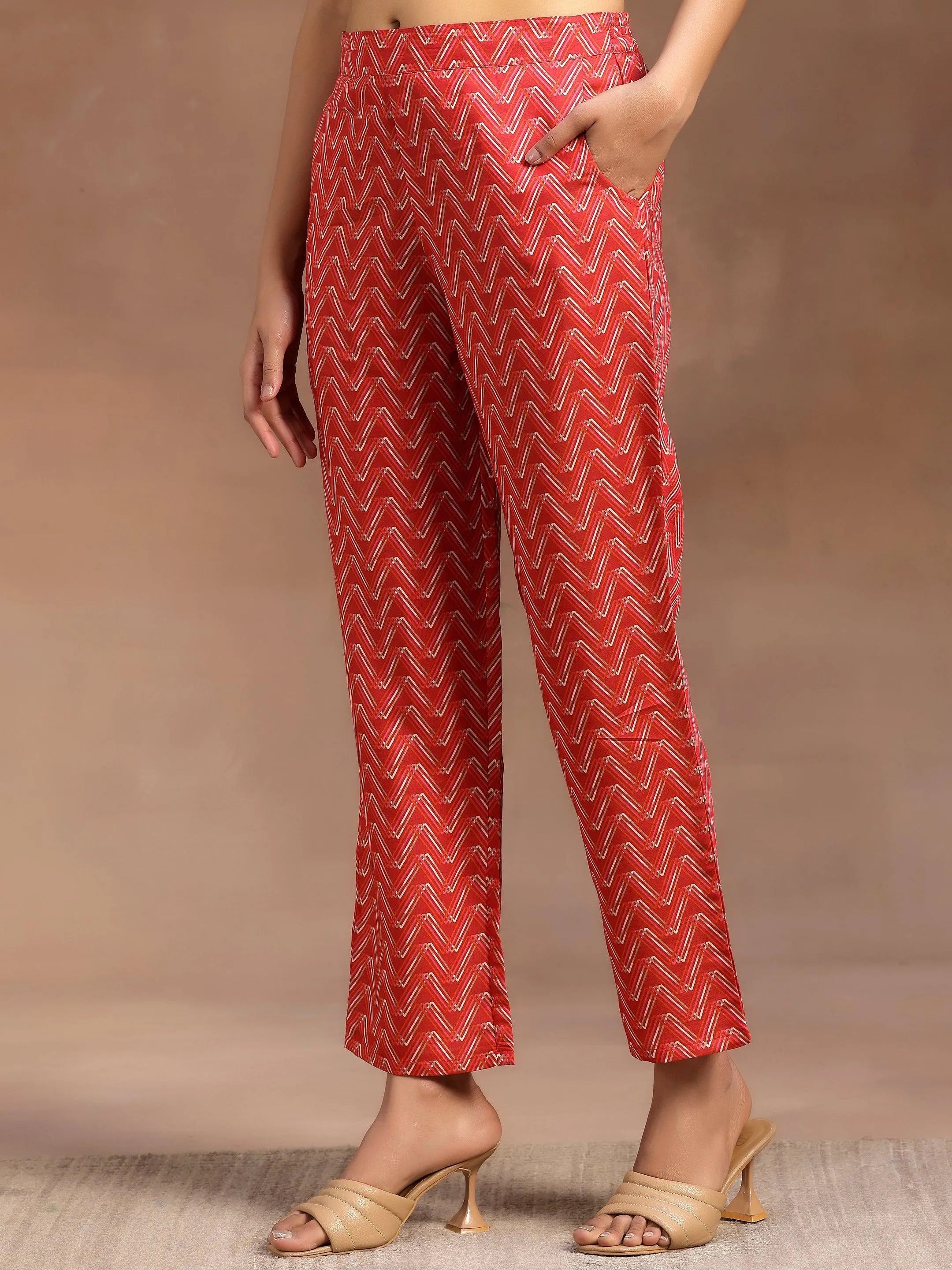 Beige Printed Silk Blend Straight Suit With Dupatta