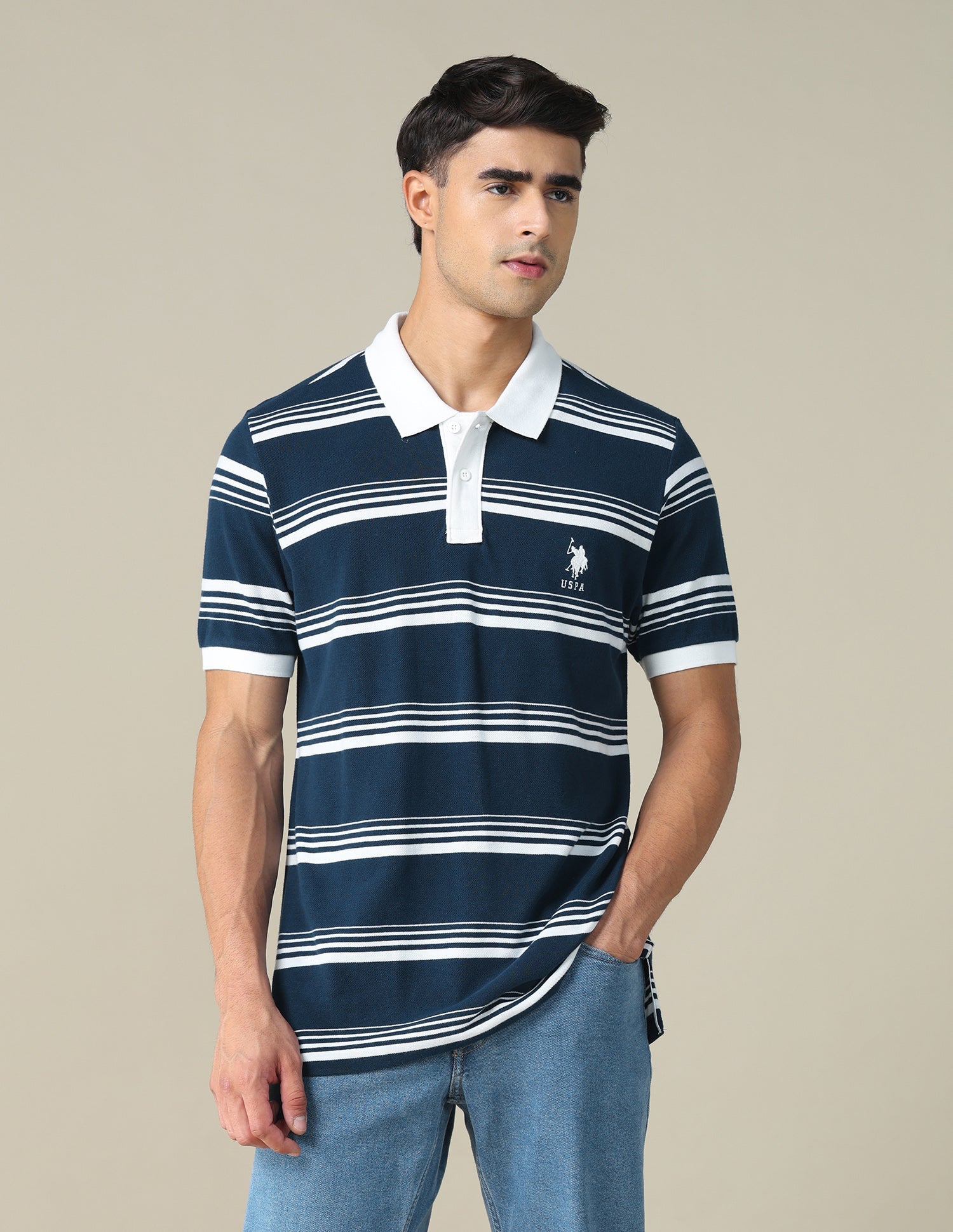Horizontal Striped Regular Fit Polo Shirt