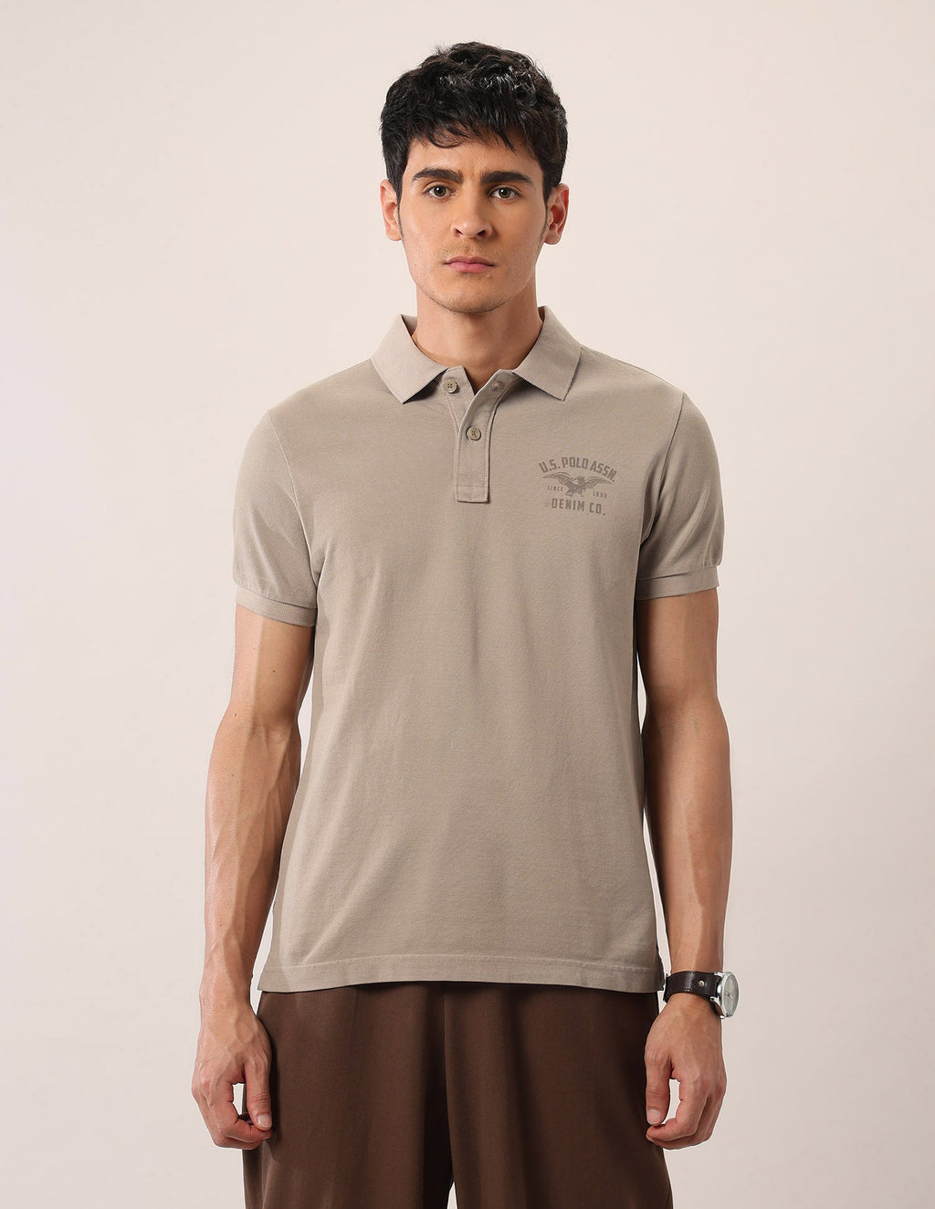 Brand Printed Muscle Fit Polo Shirt