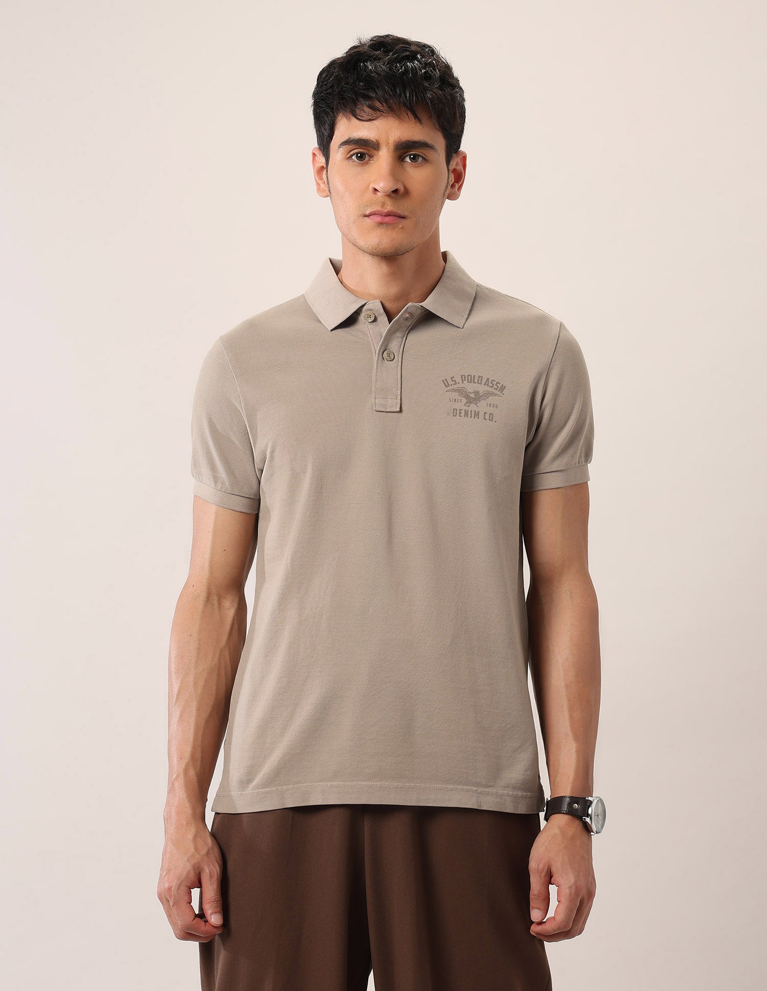 Brand Printed Muscle Fit Polo Shirt