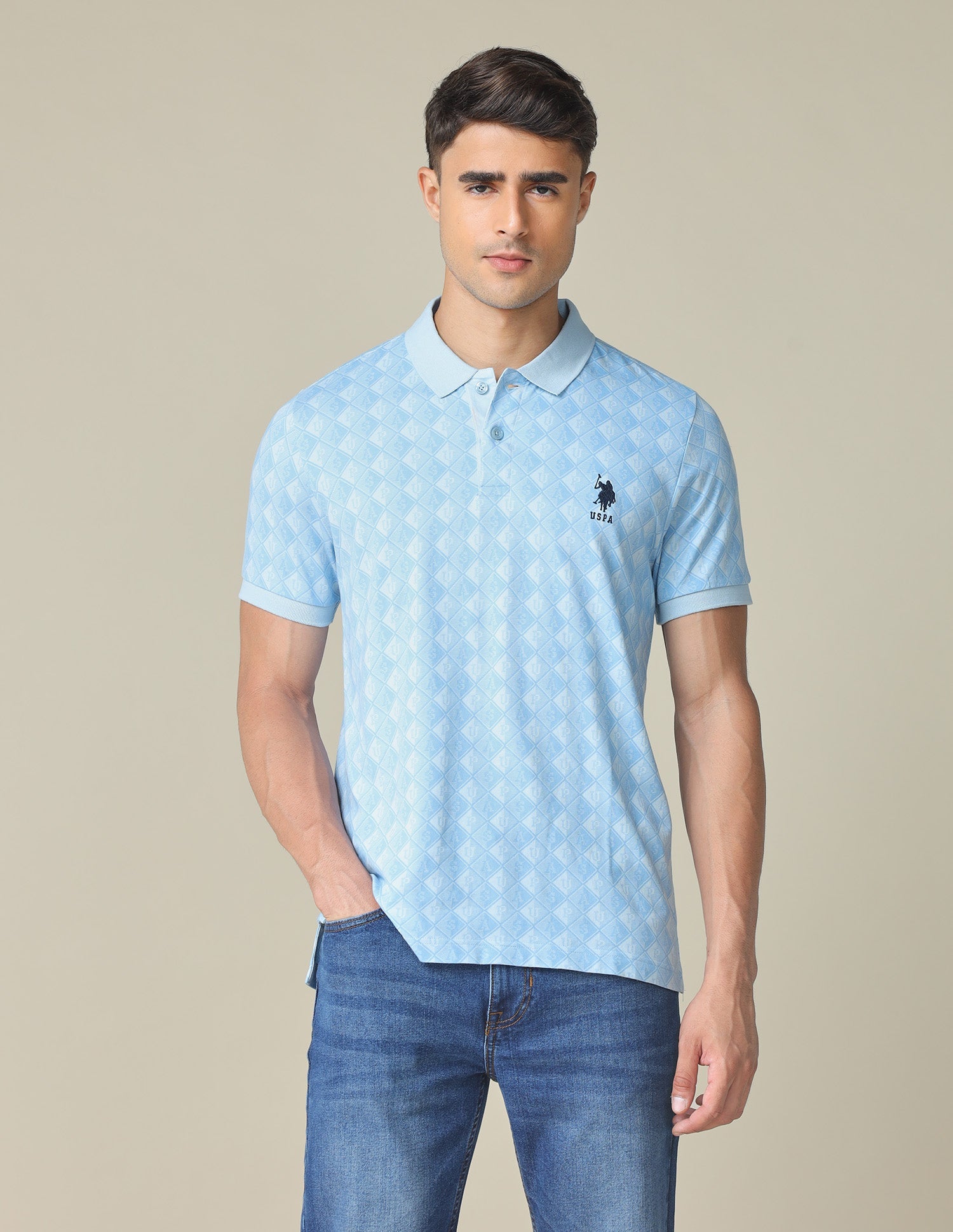 All-Over Printed Regular Fit Polo Shirt