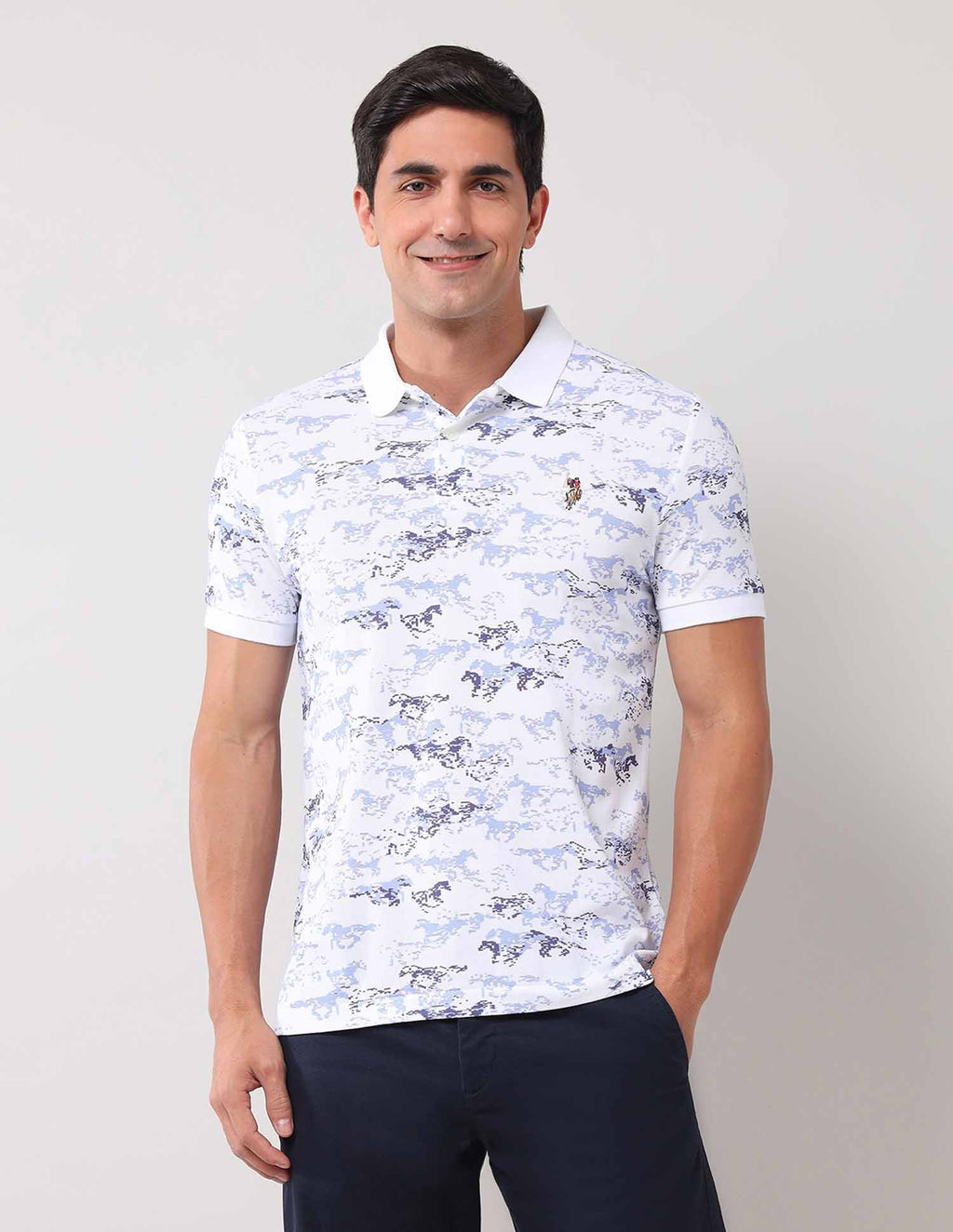 Abstract Printed Pure Cotton Polo Shirt