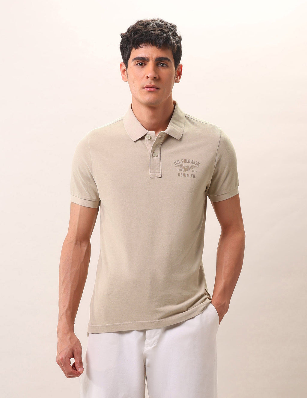 Brand Printed Pure Cotton Polo Shirt
