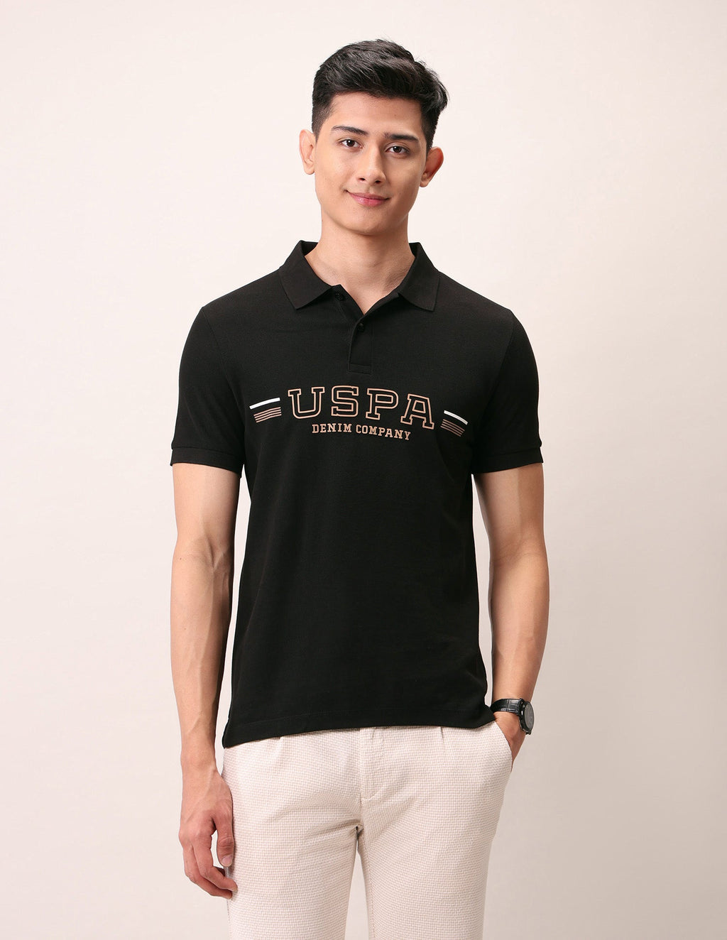 Brand Embossed Muscle Fit Polo Shirt