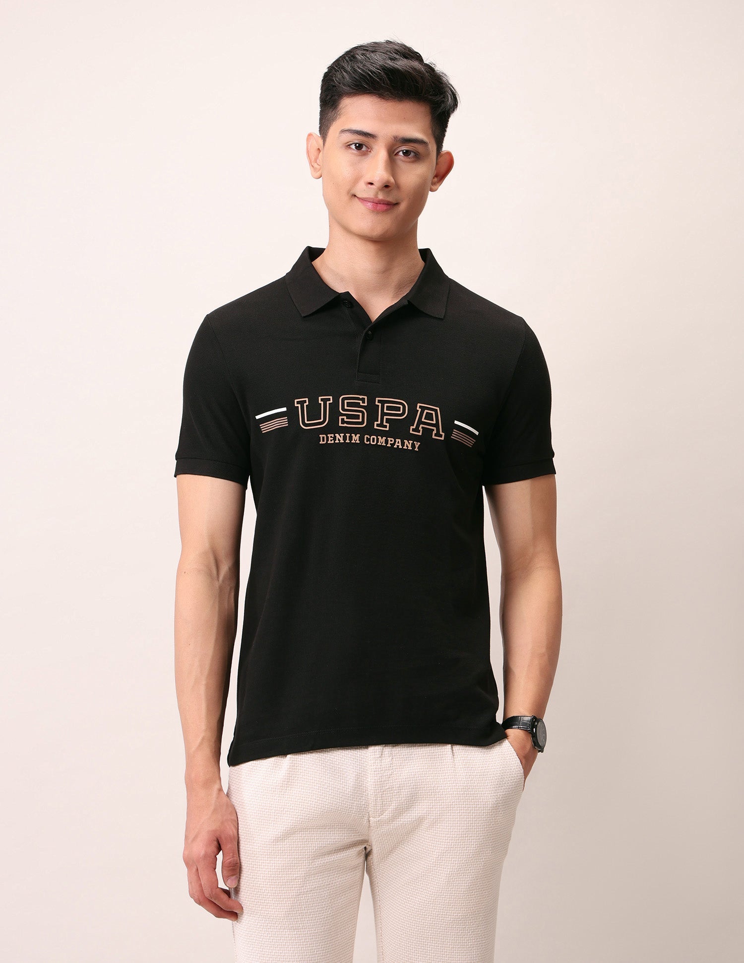 Brand Embossed Muscle Fit Polo Shirt