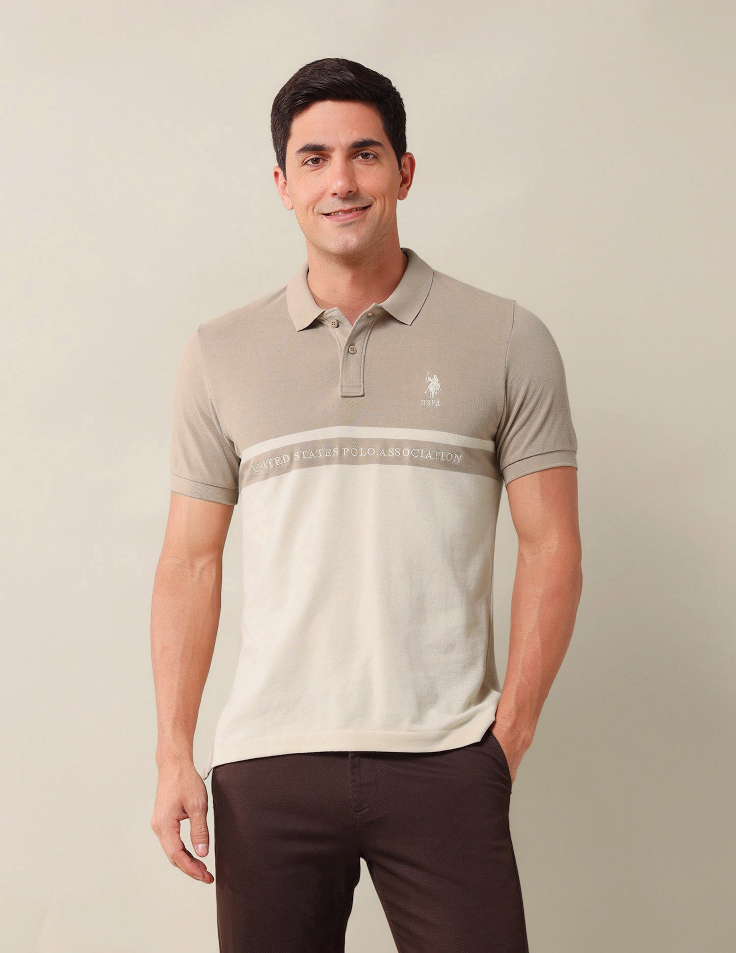 Colourblocked Slim Fit Polo Shirt