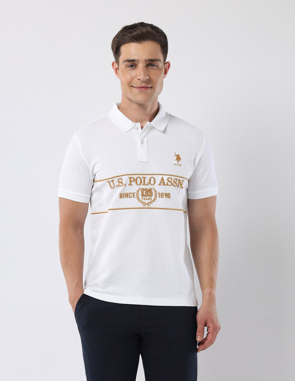 Brand Embroidered135 Anniversary Polo Shirt