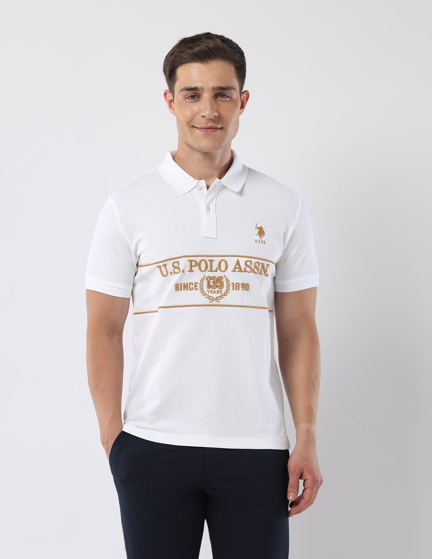 Brand Embroidered135 Anniversary Polo Shirt