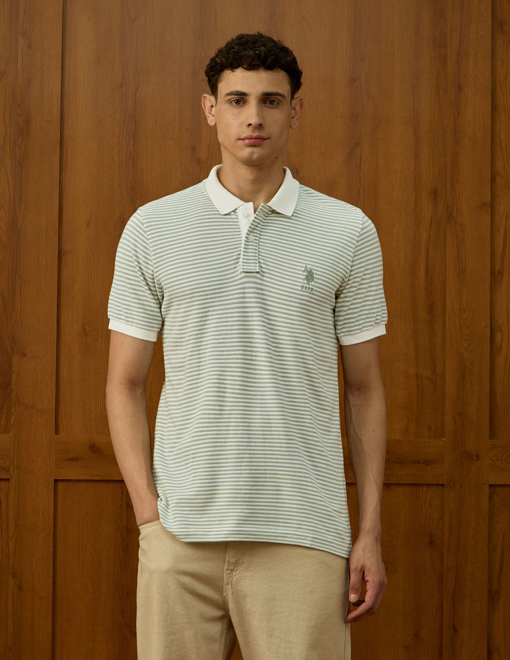 Horizontal Striped Varsity Polo Shirt