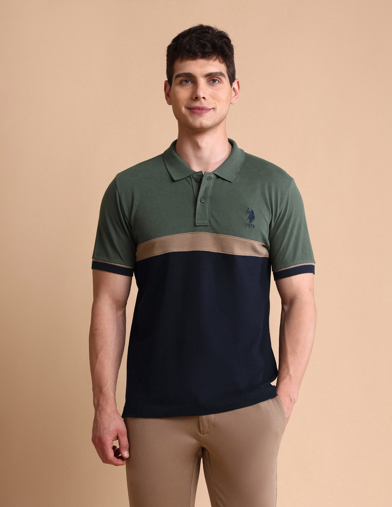 Colourblocked Slim Fit Polo Shirt