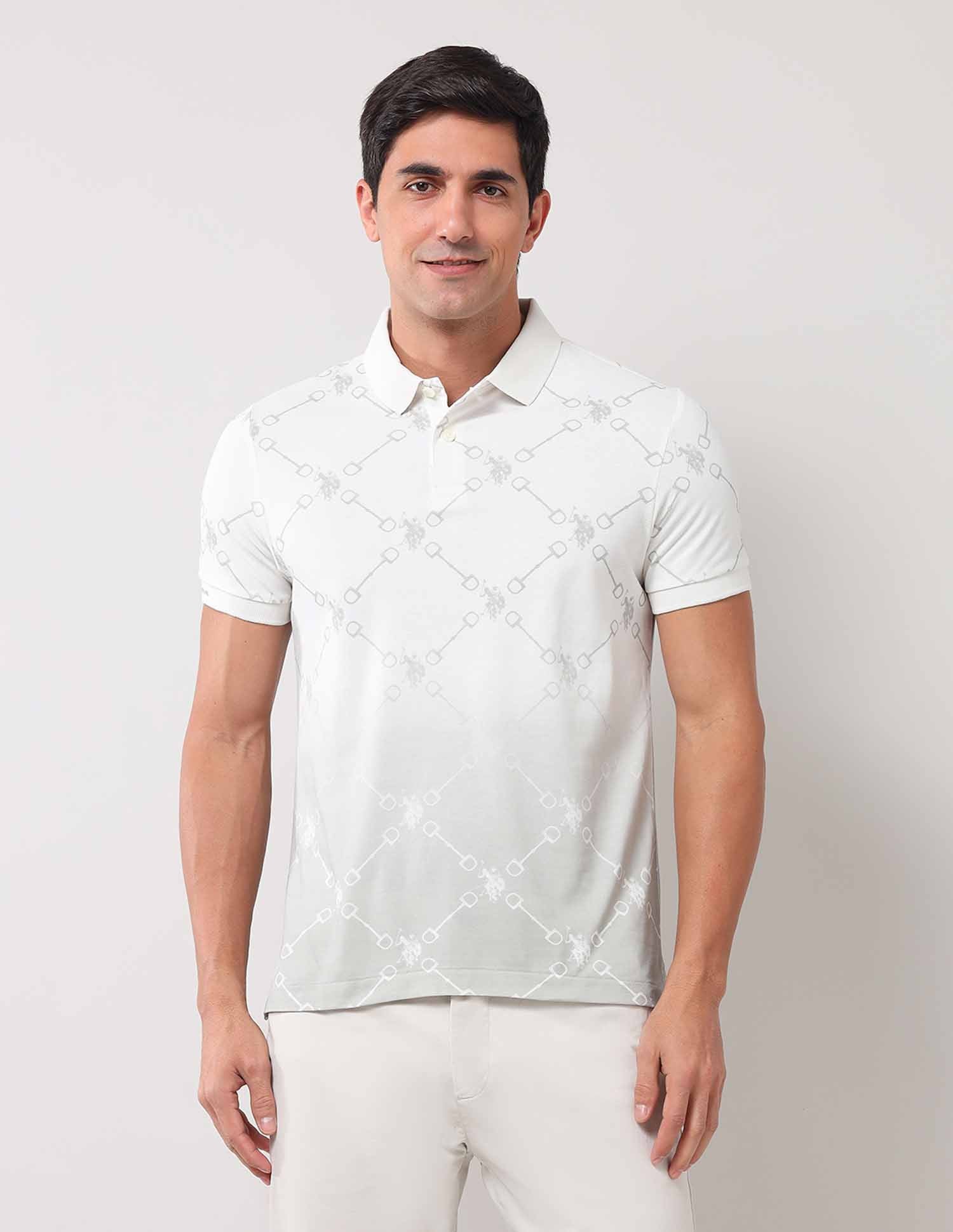 Brand Printed Muscle Fit Polo Shirt