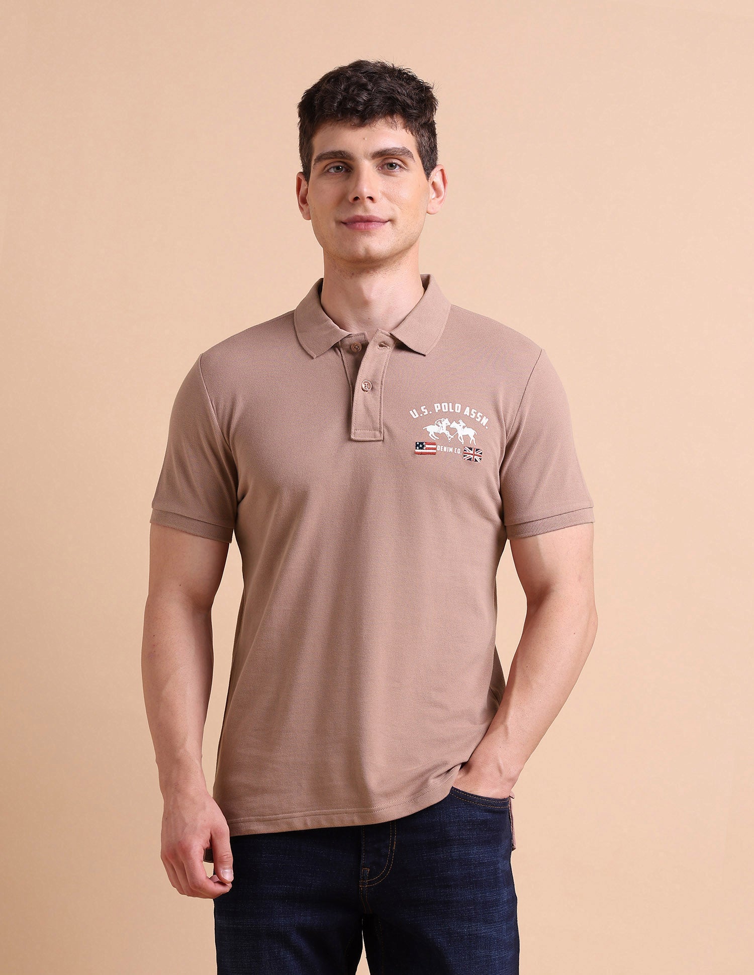 Brand Printed Muscle Fit Polo Shirt