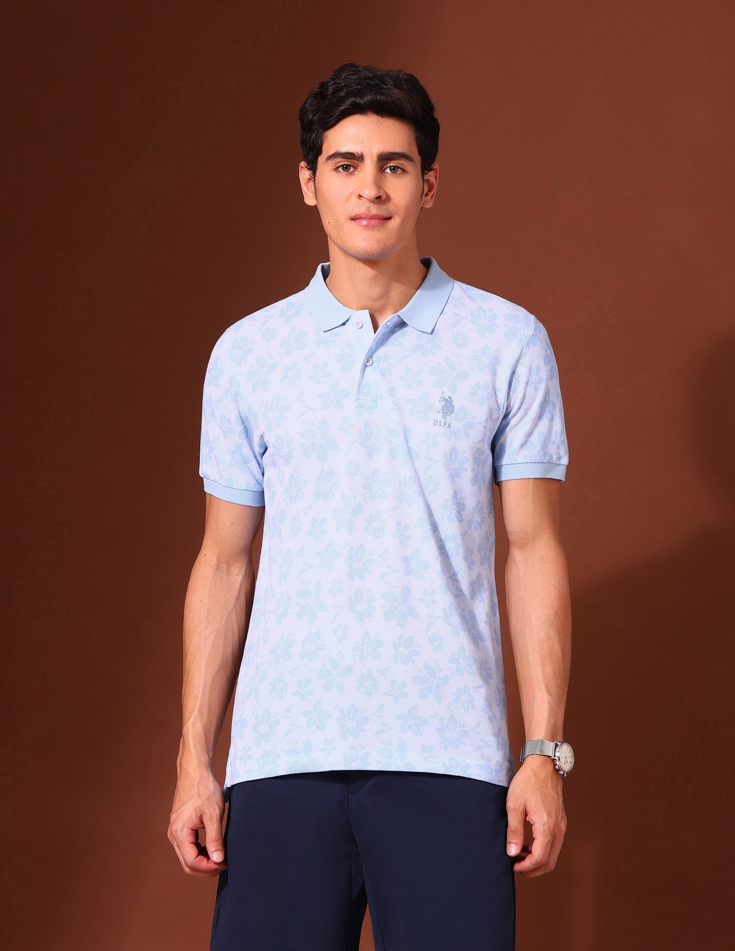 Floral Printed Work and Wander Polo Shirt