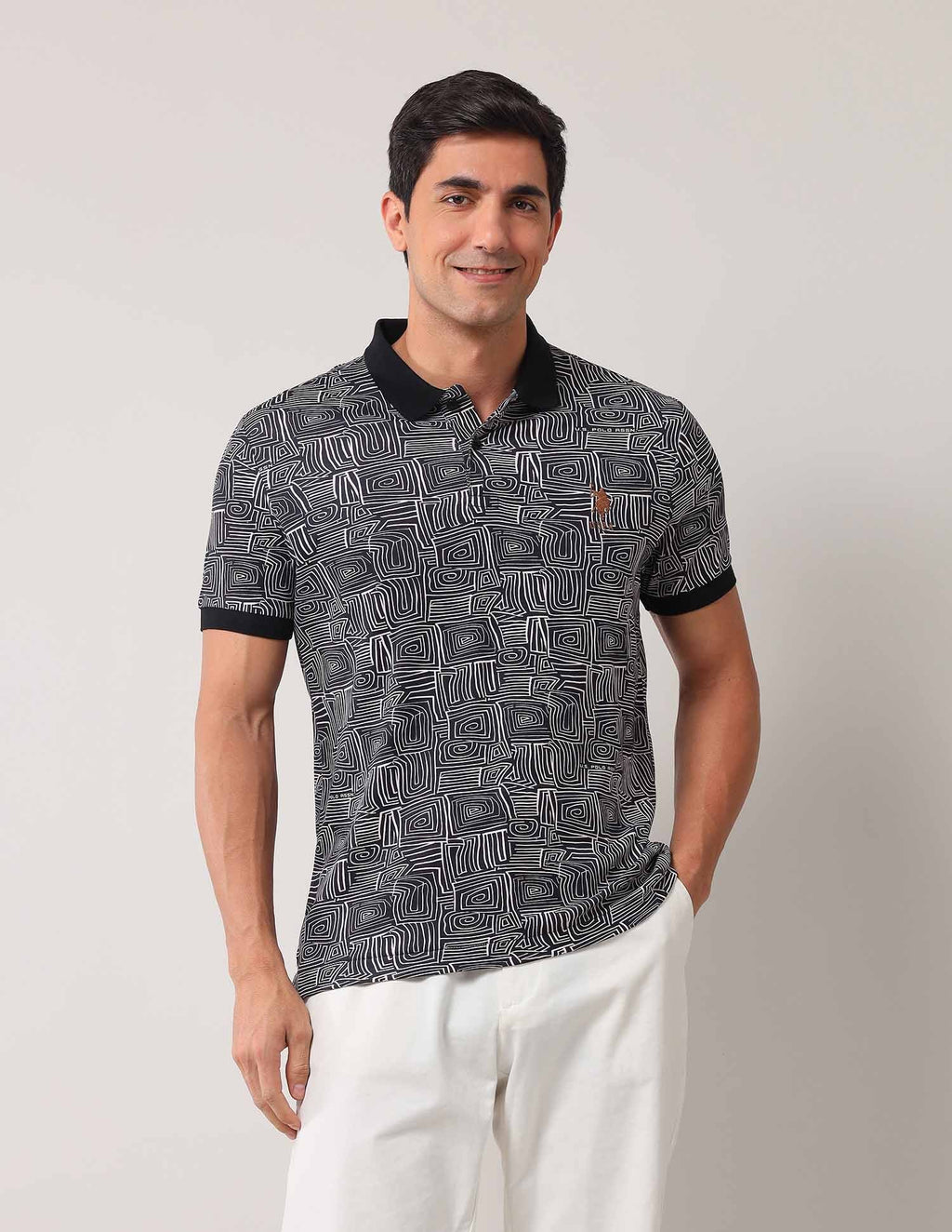 Abstract Printed Pure Cotton Polo Shirt