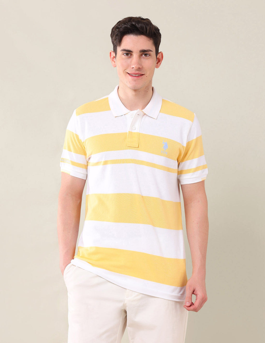 Horizontal Stripes Pure Cotton Polo Shirt