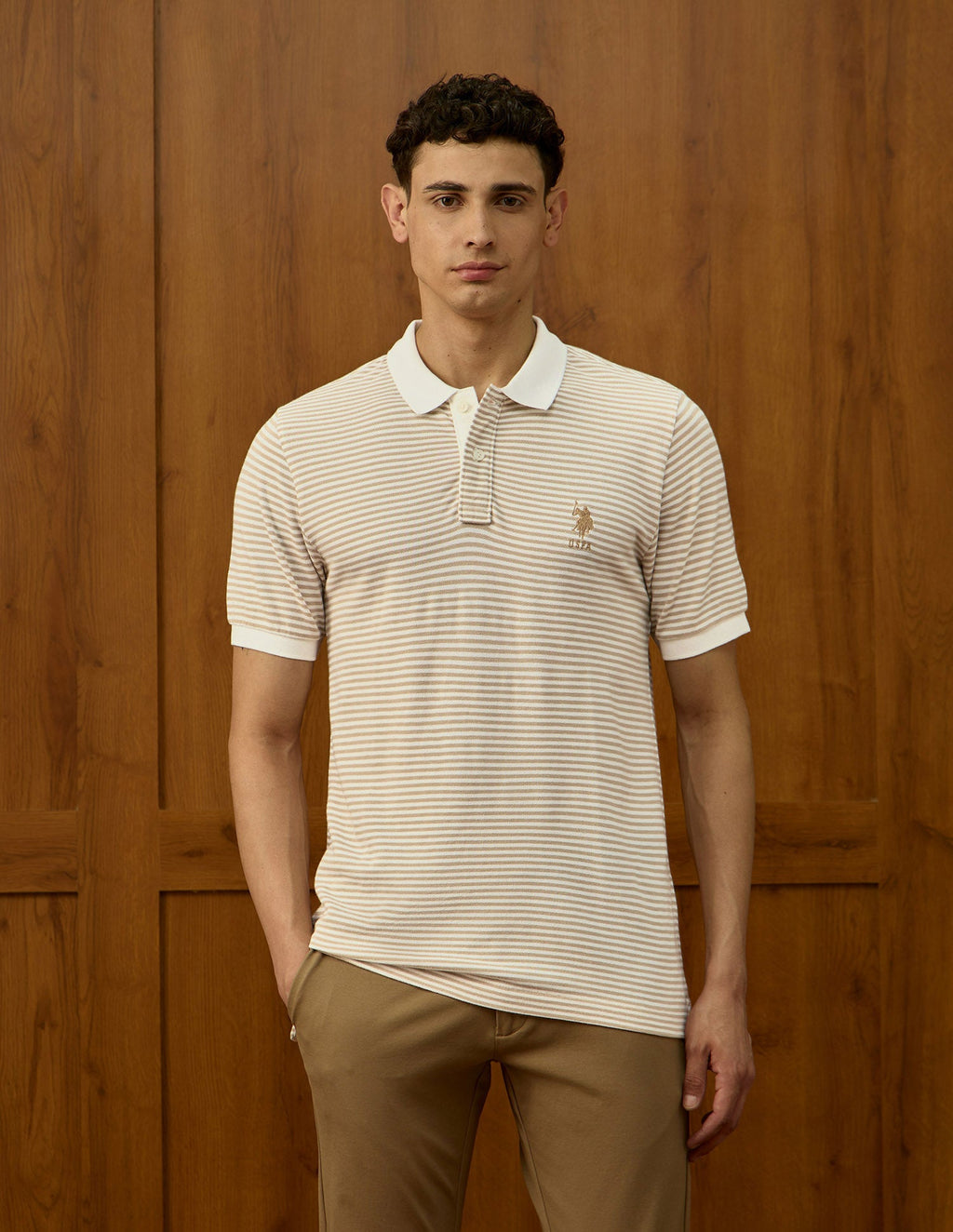 Horizontal Striped Varsity Polo Shirt
