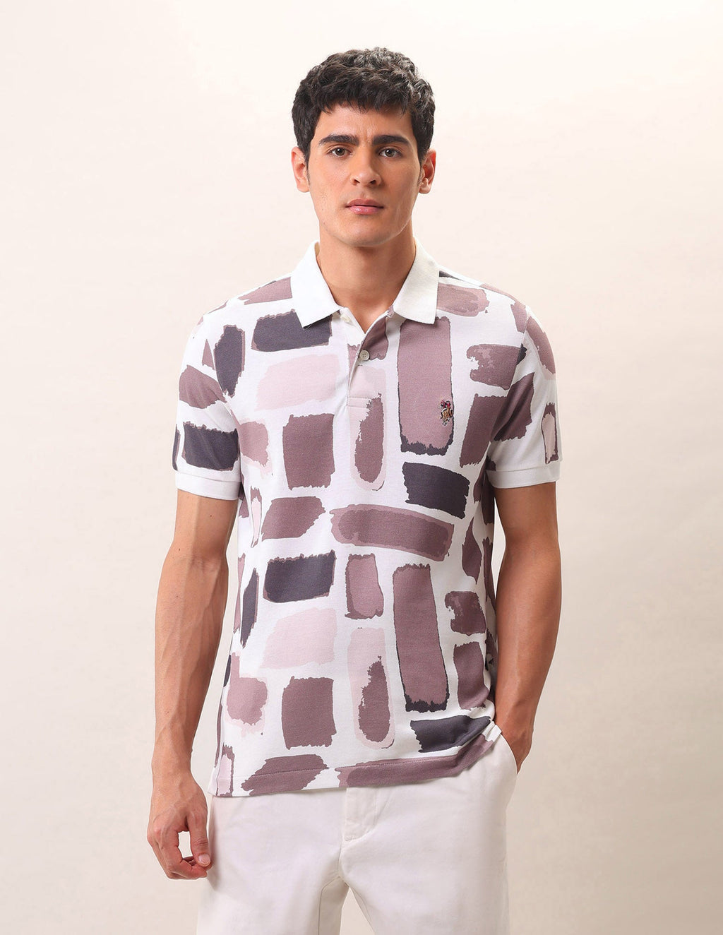 Abstract Printed Pure Cotton Polo Shirt