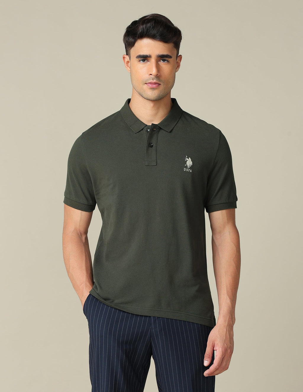 Muscle Fit Typographic Printed Polo Shirt