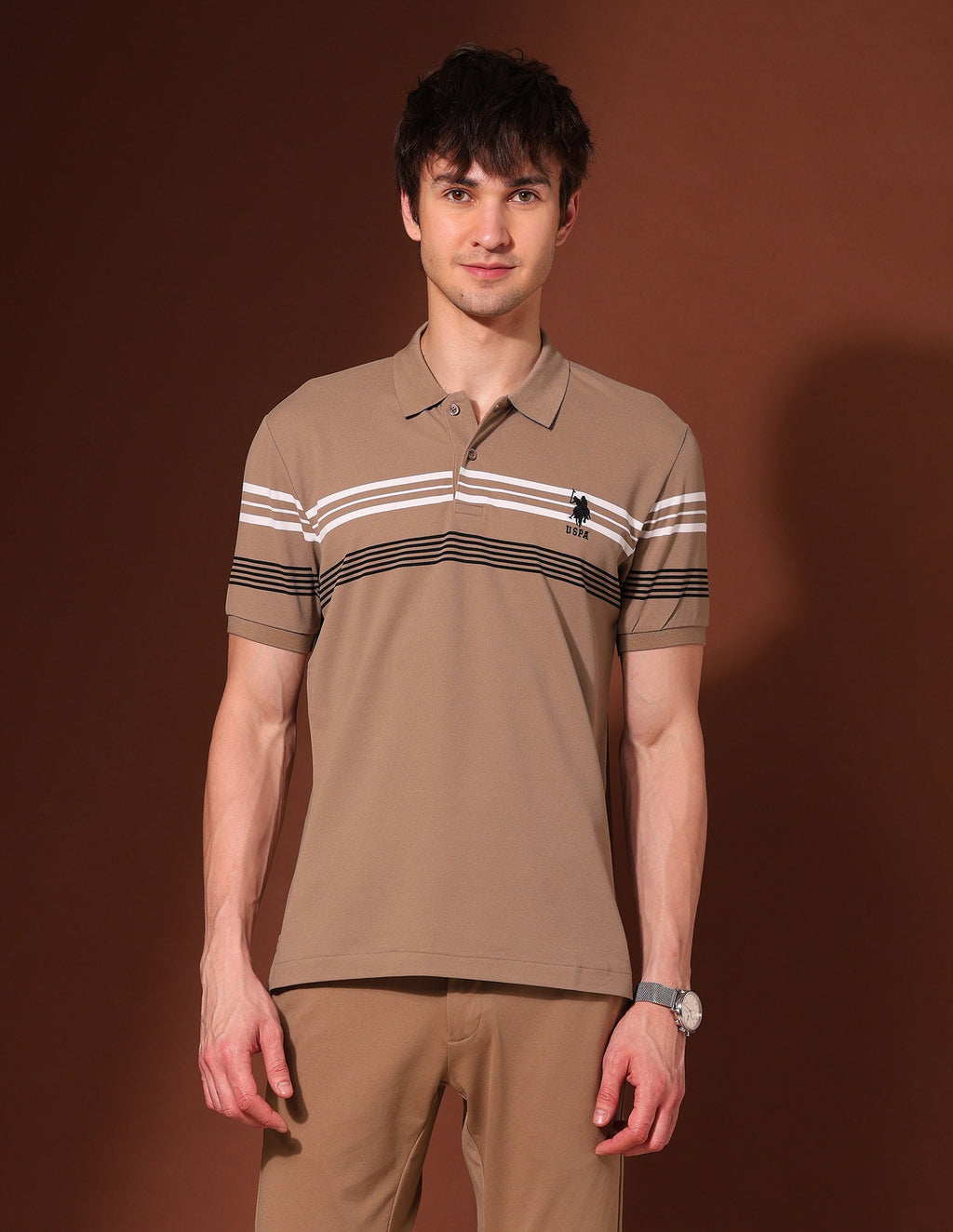 Horizontal Striped Working Holiday Polo Shirt