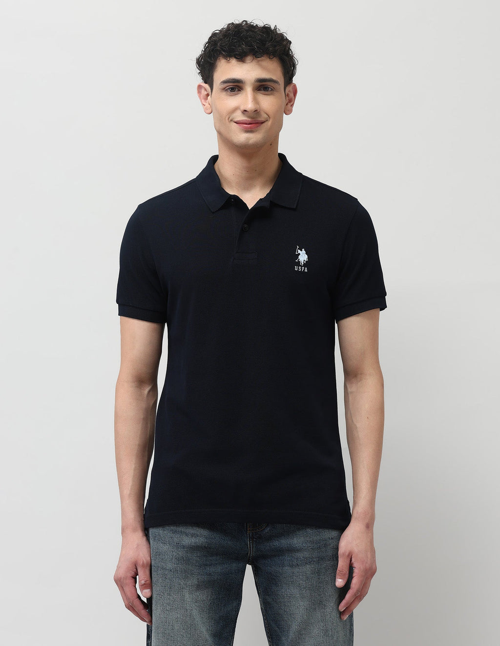 Brand Embroidered Muscle Fit Polo Shirt