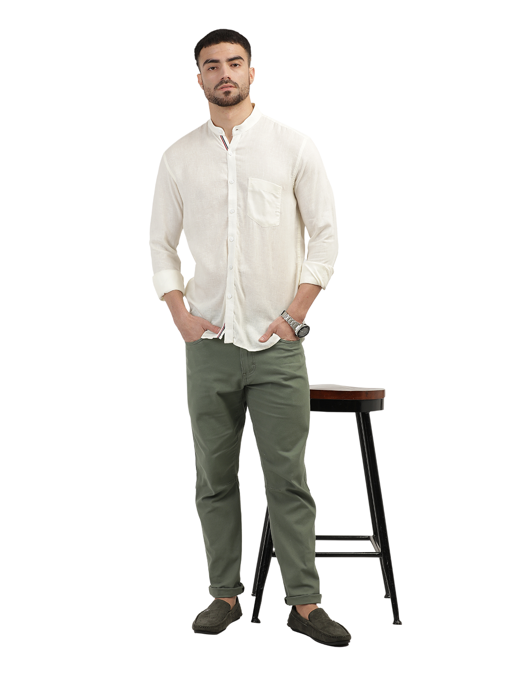 Ivory Solid Casual Shirt