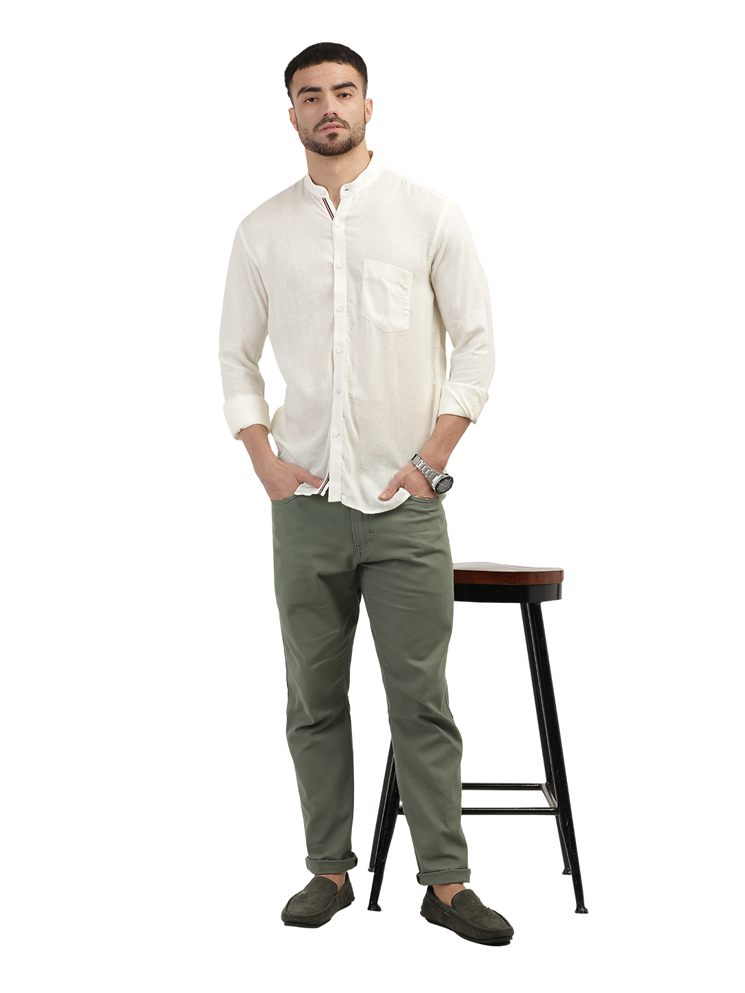 Ivory Solid Casual Shirt