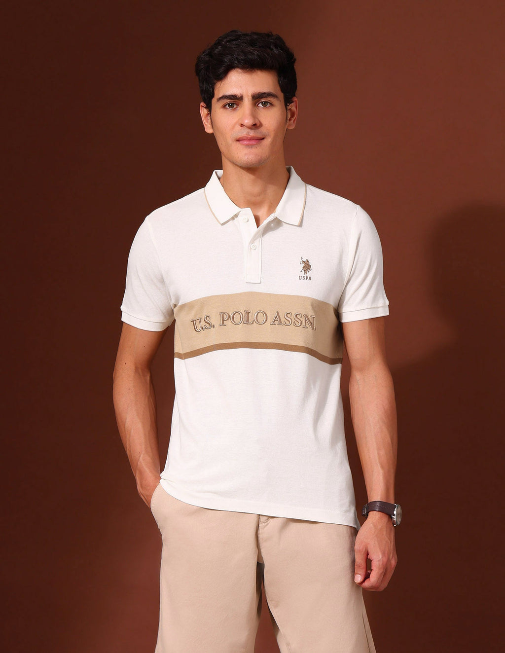 Brand Embroidered Pure Cotton Varsity Polo Shirt