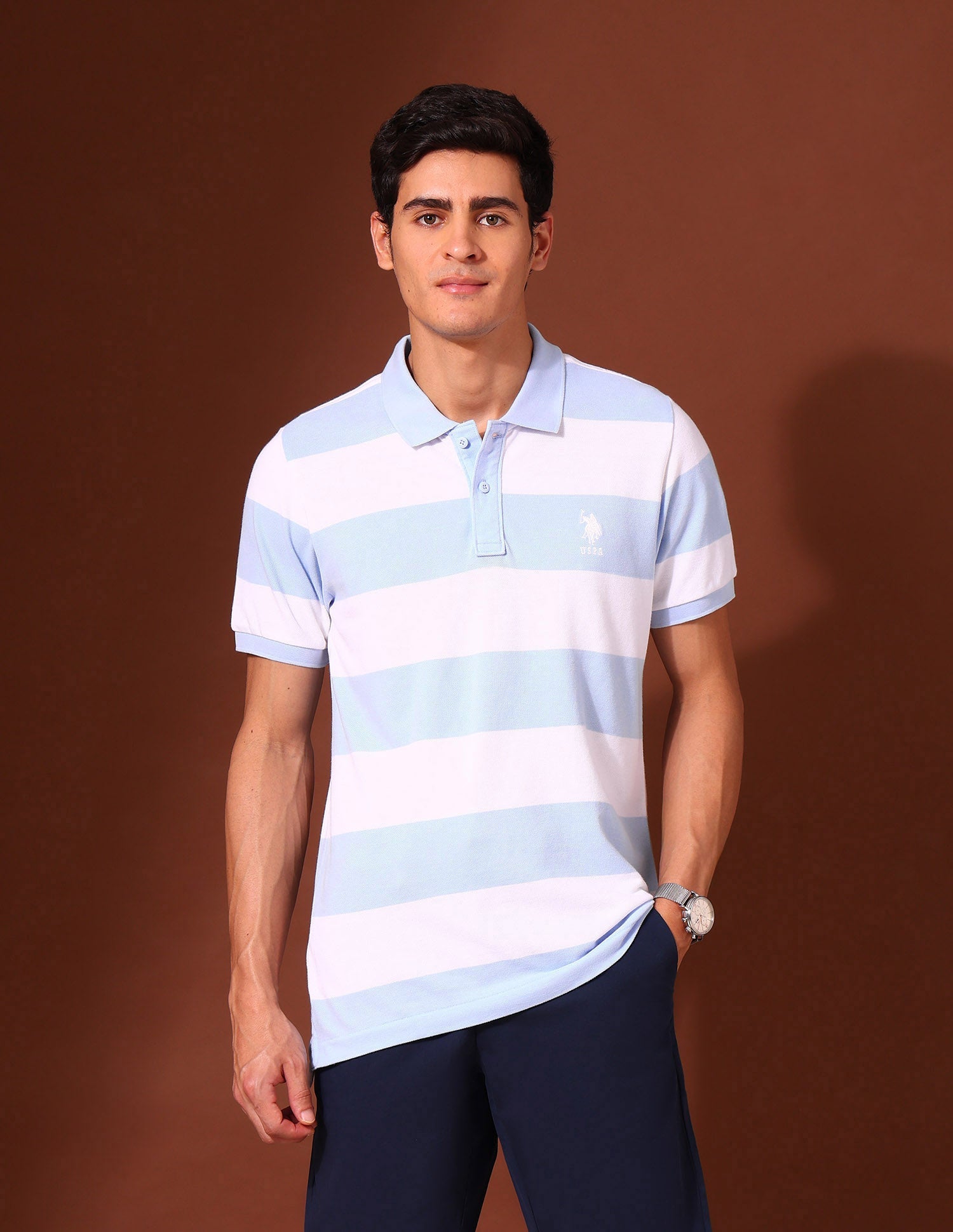 Horizontal Striped Work and Wander Polo Shirt