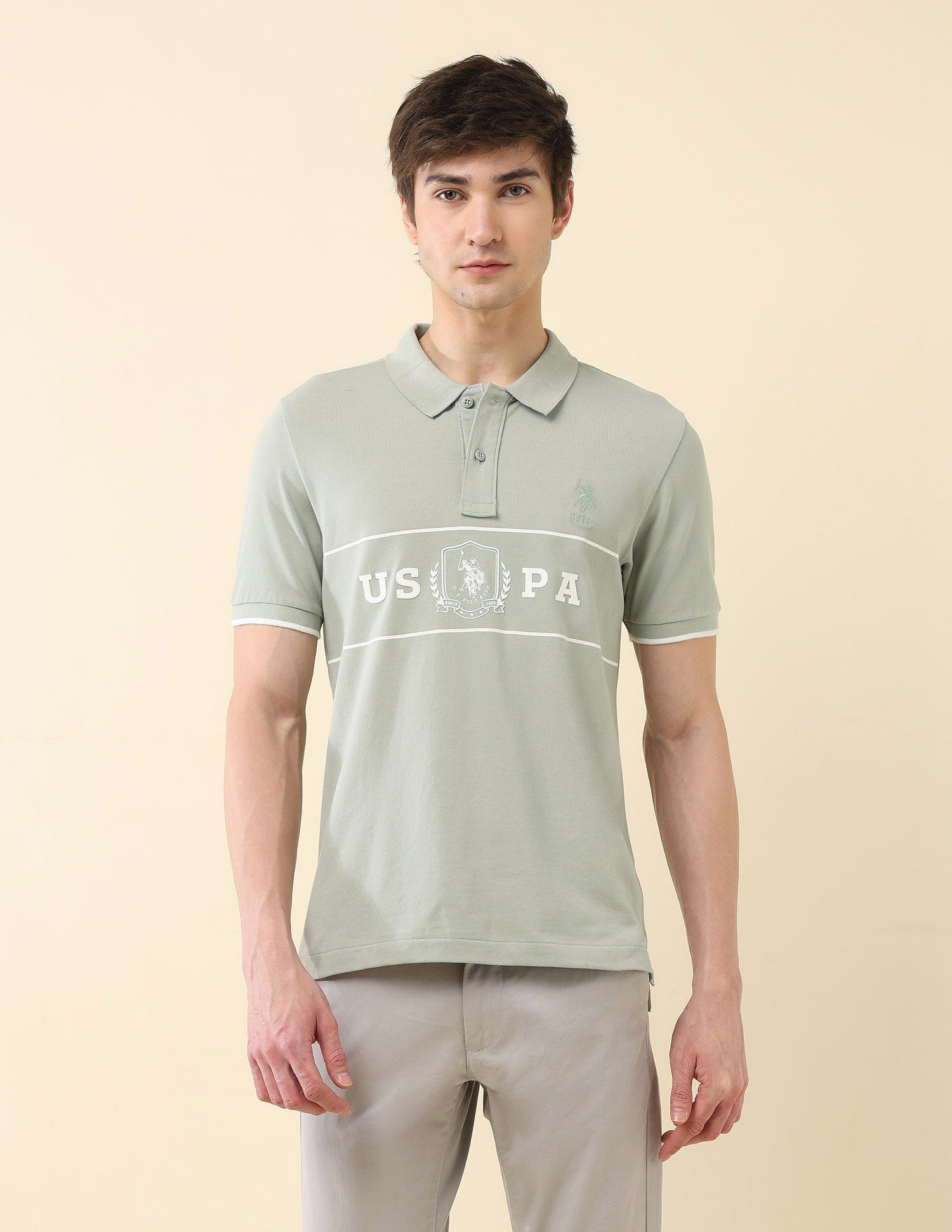 Brand Printed Slim Fit Classic Polo Shirt