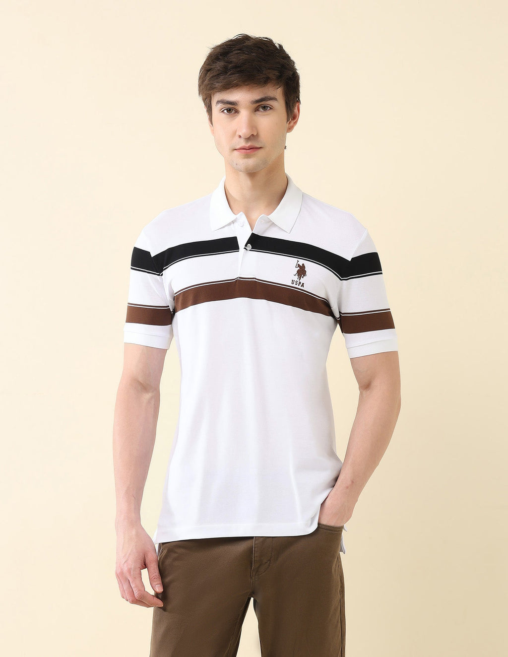 Horizontal Striped Modern Monochrome Polo Shirt