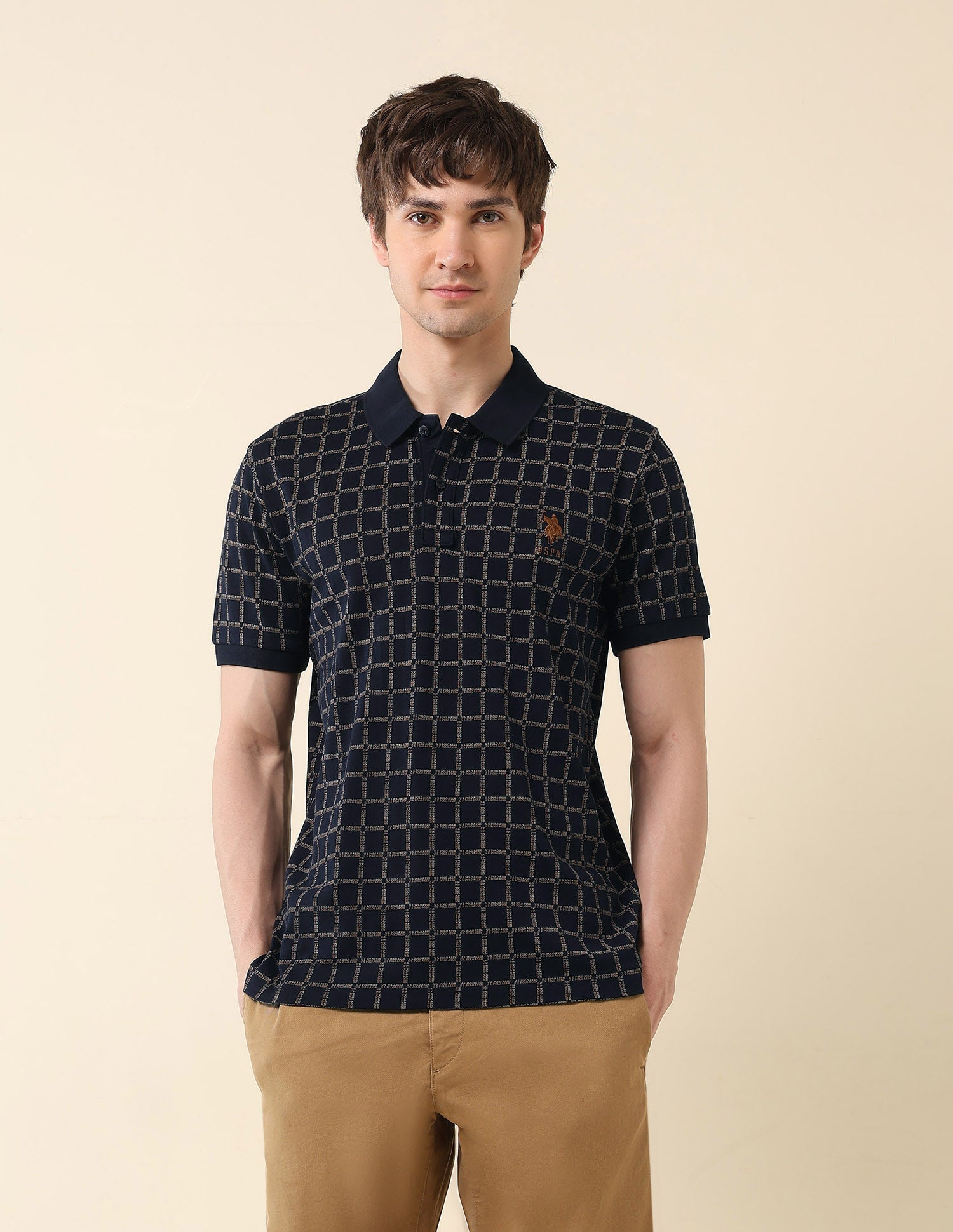 Brand Printed Gold Cup Polo Shirt