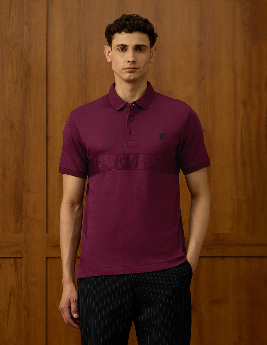 Brand Embroidered Varsity Polo Shirt