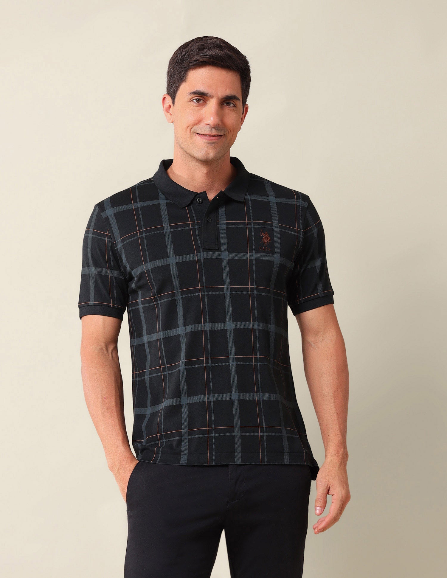 Checked Slim Fit Polo Shirt