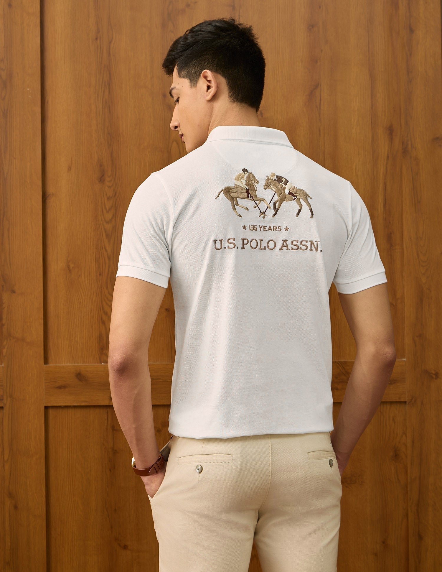 Brand Embroidered Varsity Polo Shirt