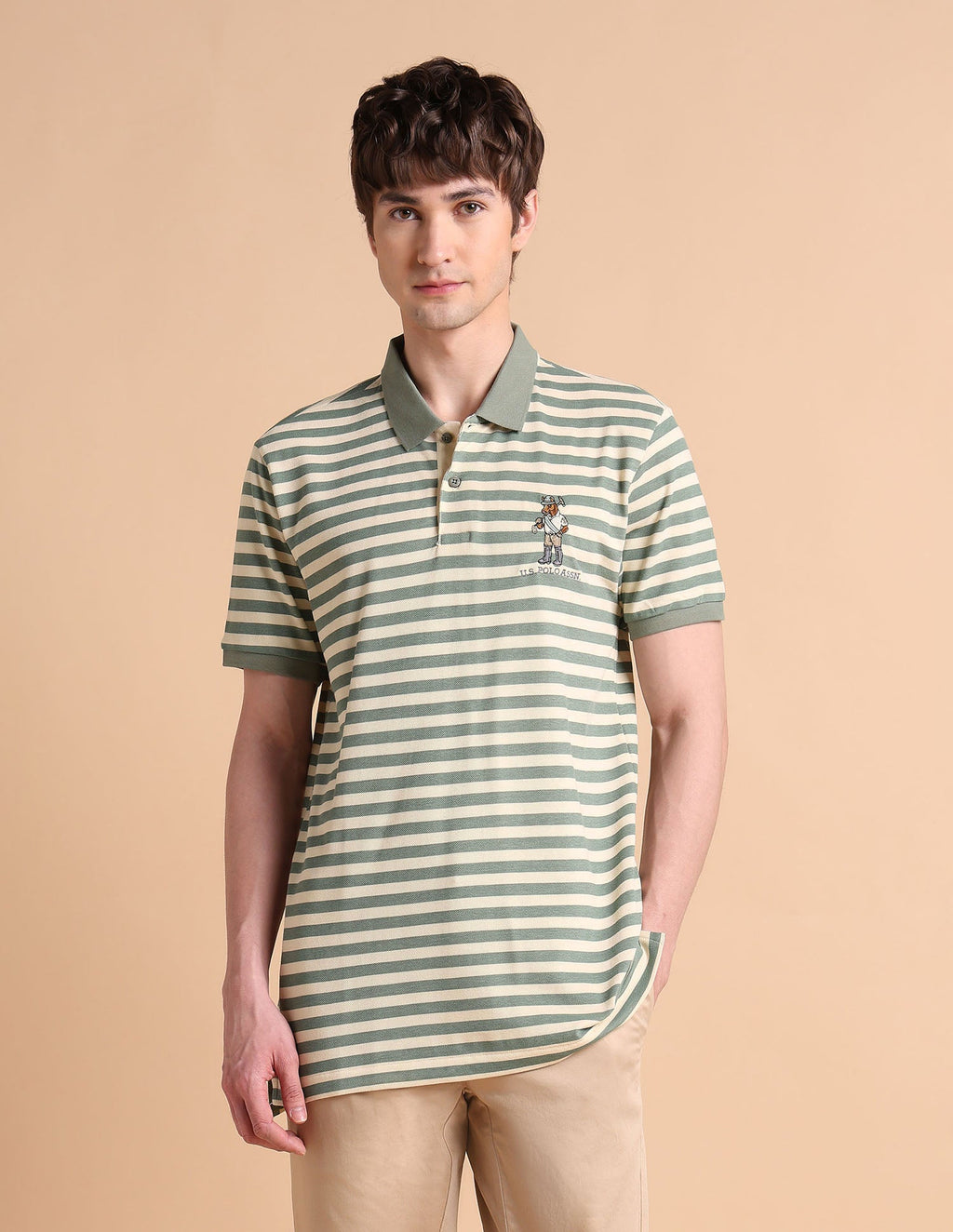 Horizontal Striped Slim Fit Polo Shirt