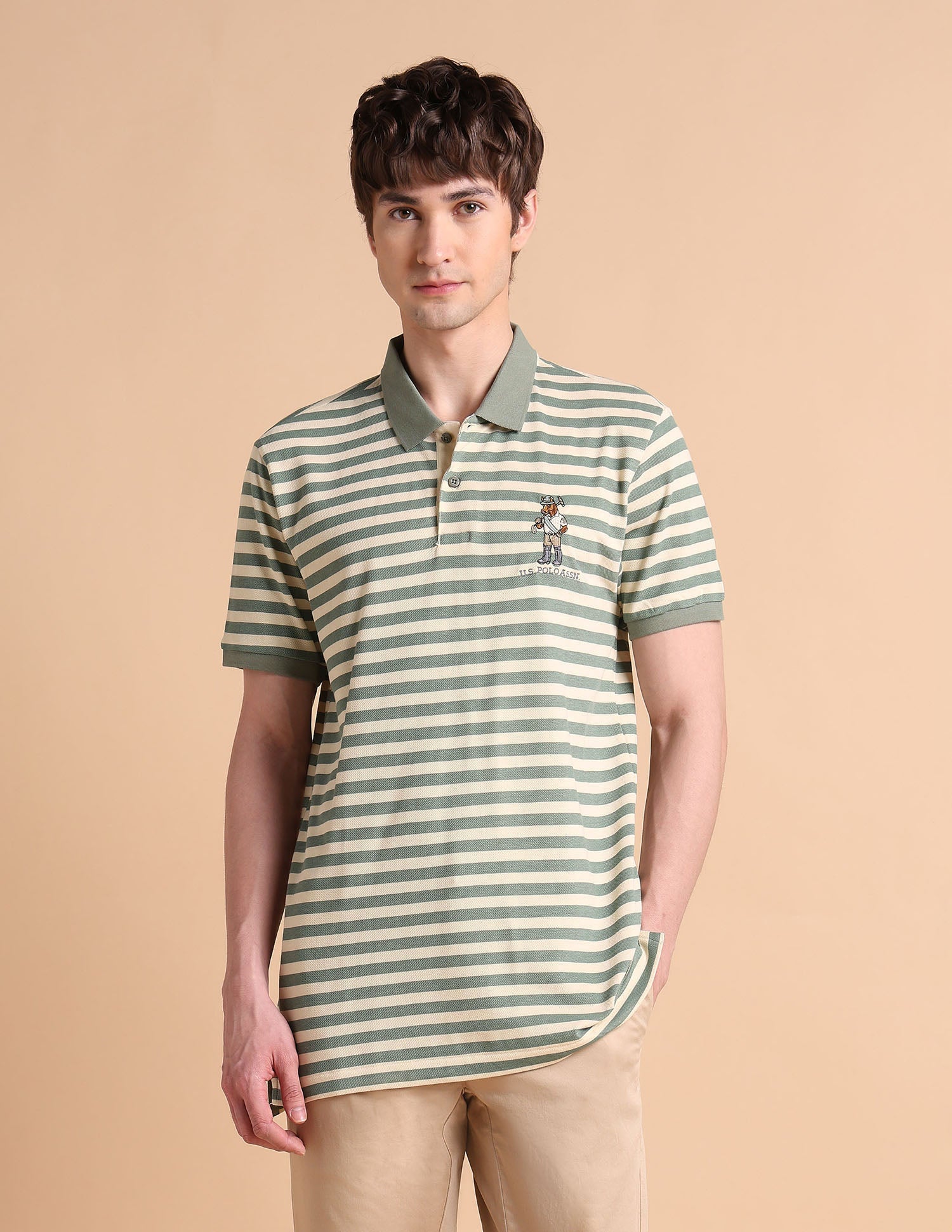 Horizontal Striped Slim Fit Polo Shirt