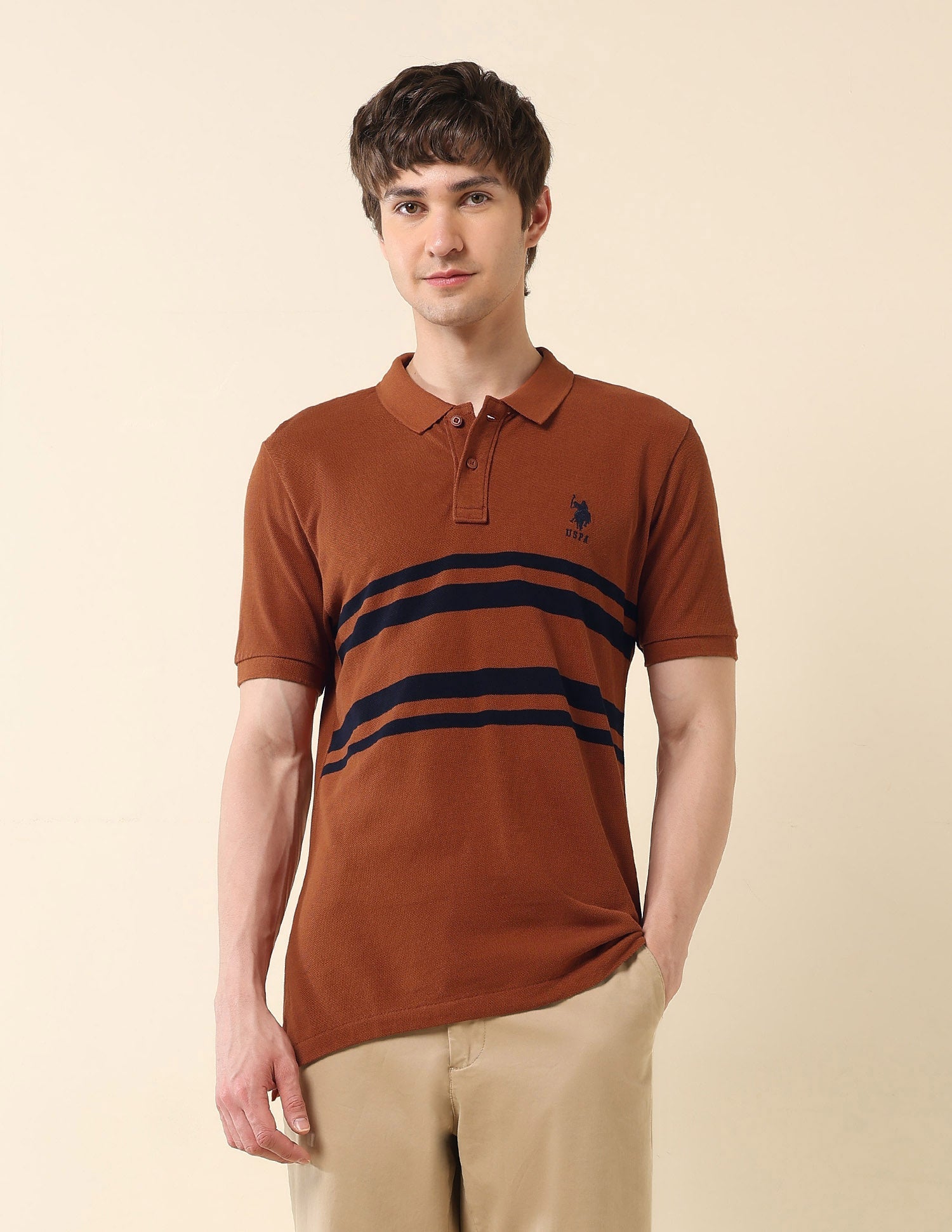 Horizontal Striped Classic Polo Shirt